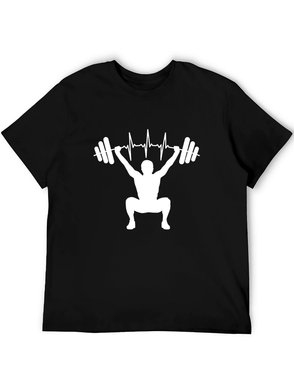 Weightlifting Heartbeat Mens T-Shirt - Black
