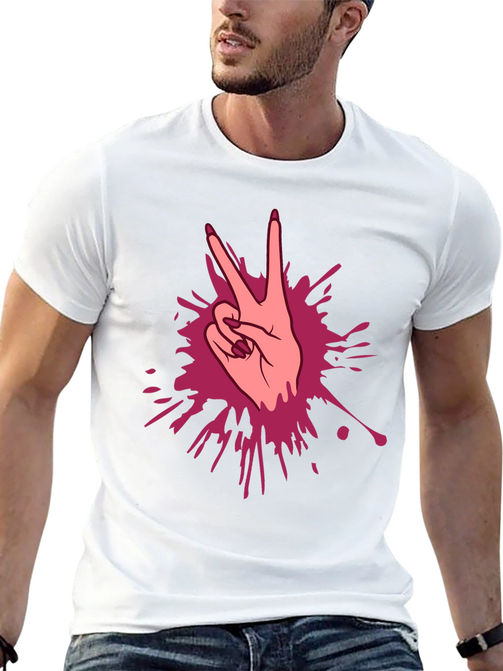 Peace Sign Hand Graphic T-Shirt