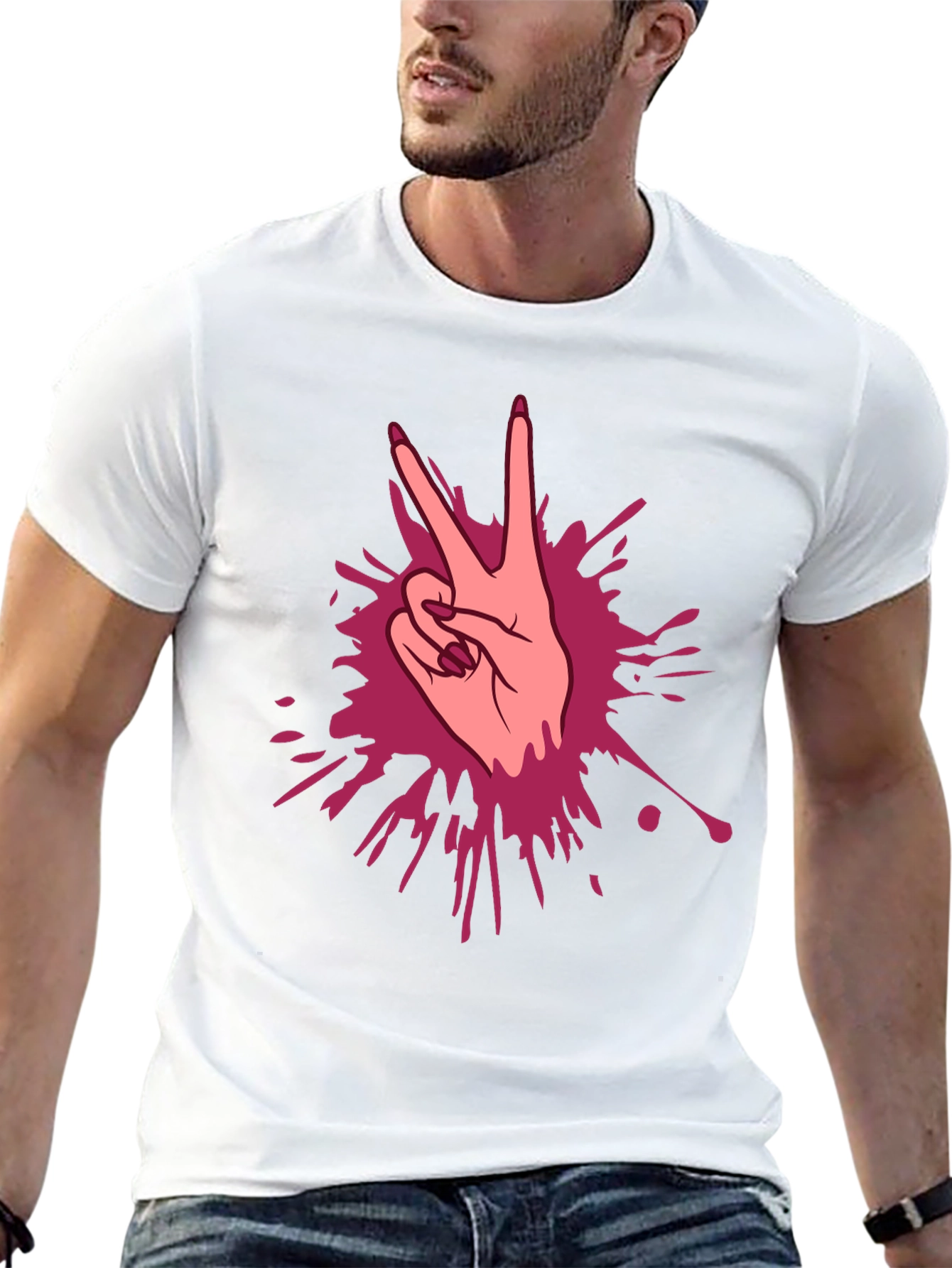 Peace Sign Hand Graphic T-Shirt