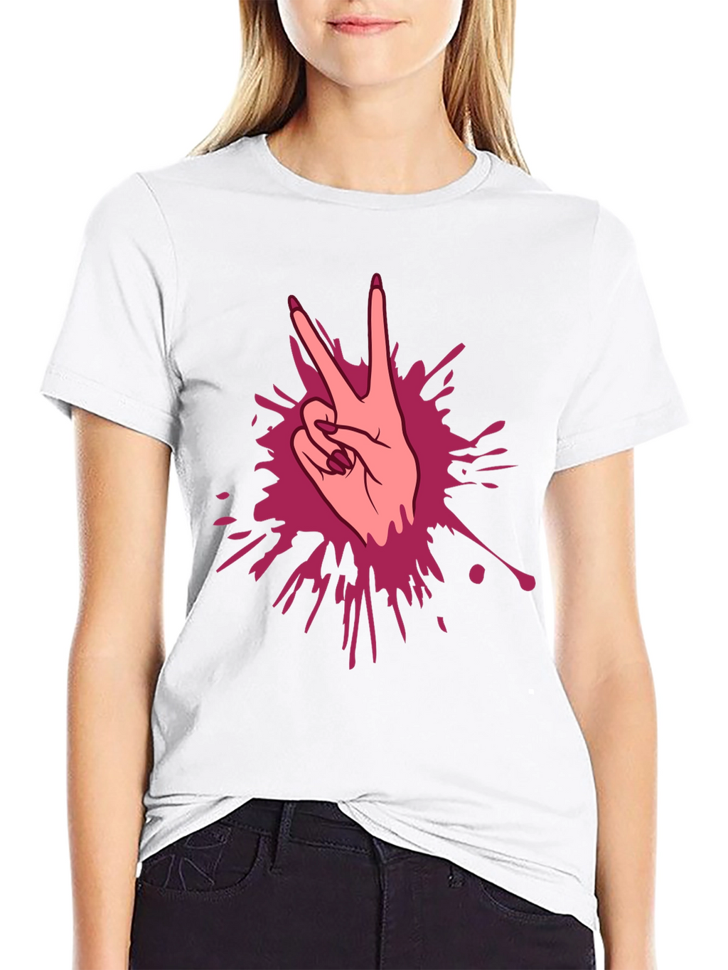 Peace Sign Hand Graphic T-Shirt