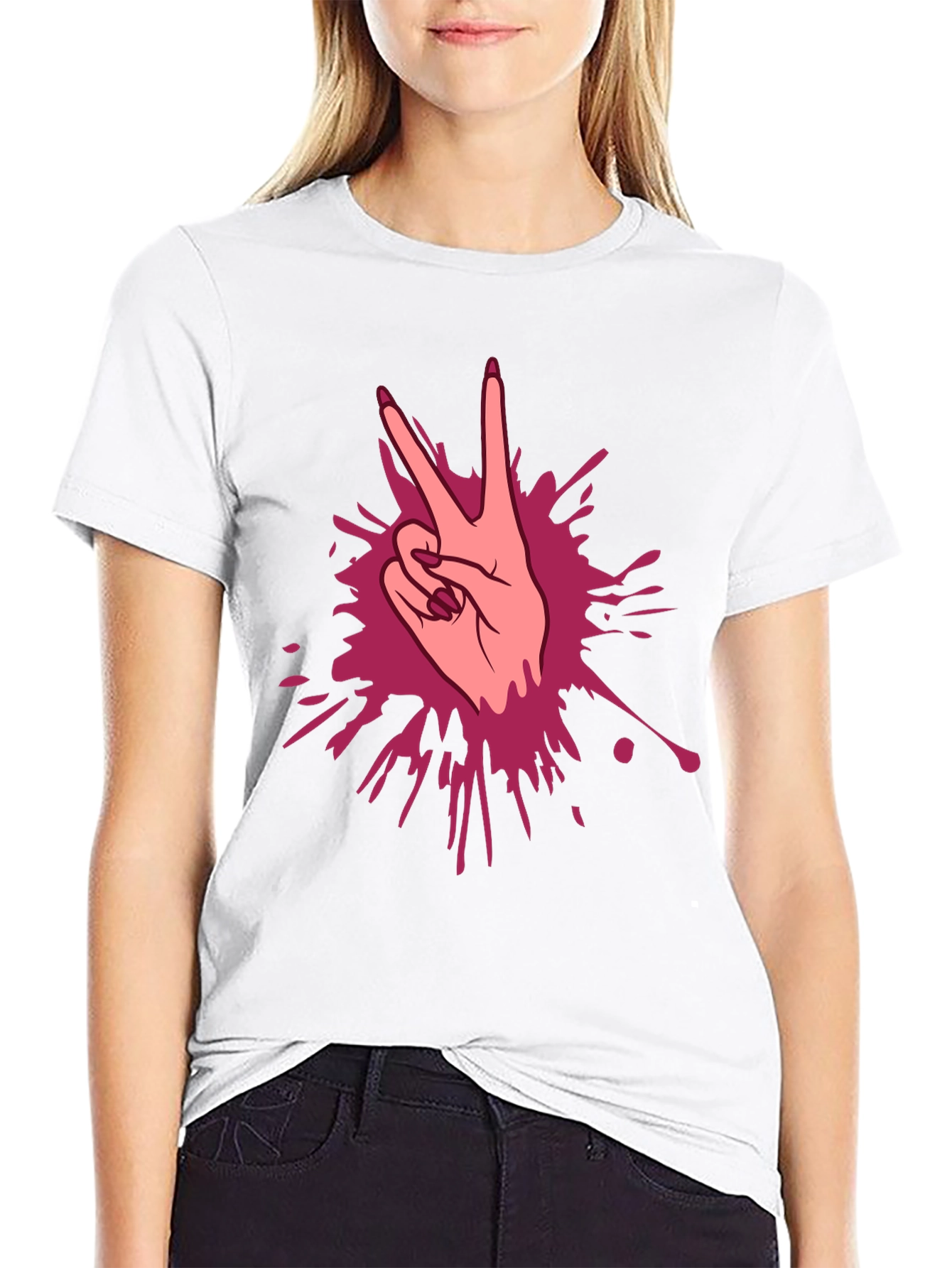 Peace Sign Hand Graphic T-Shirt