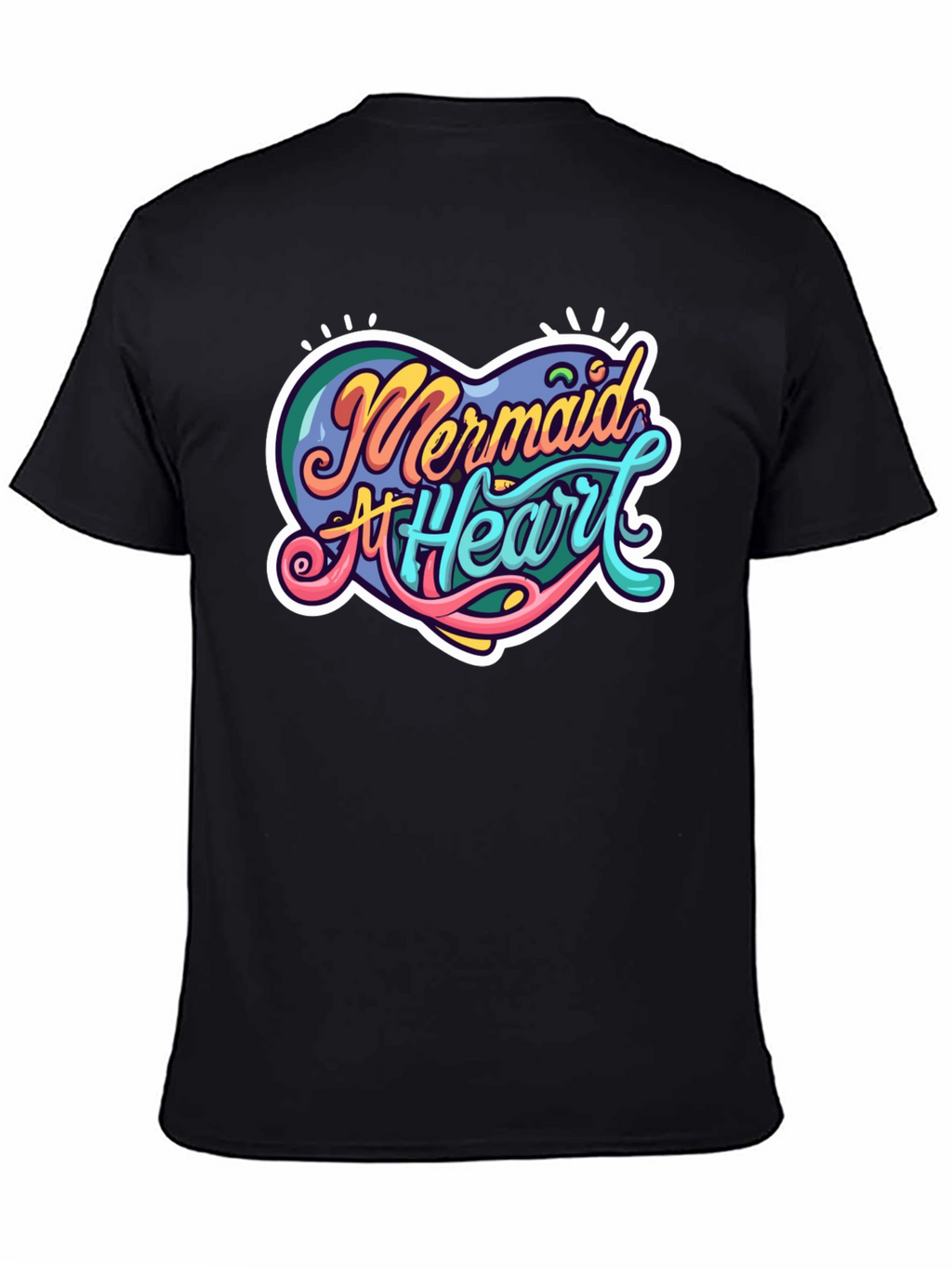 Mermaid At Heart Graphic Black T-Shirt