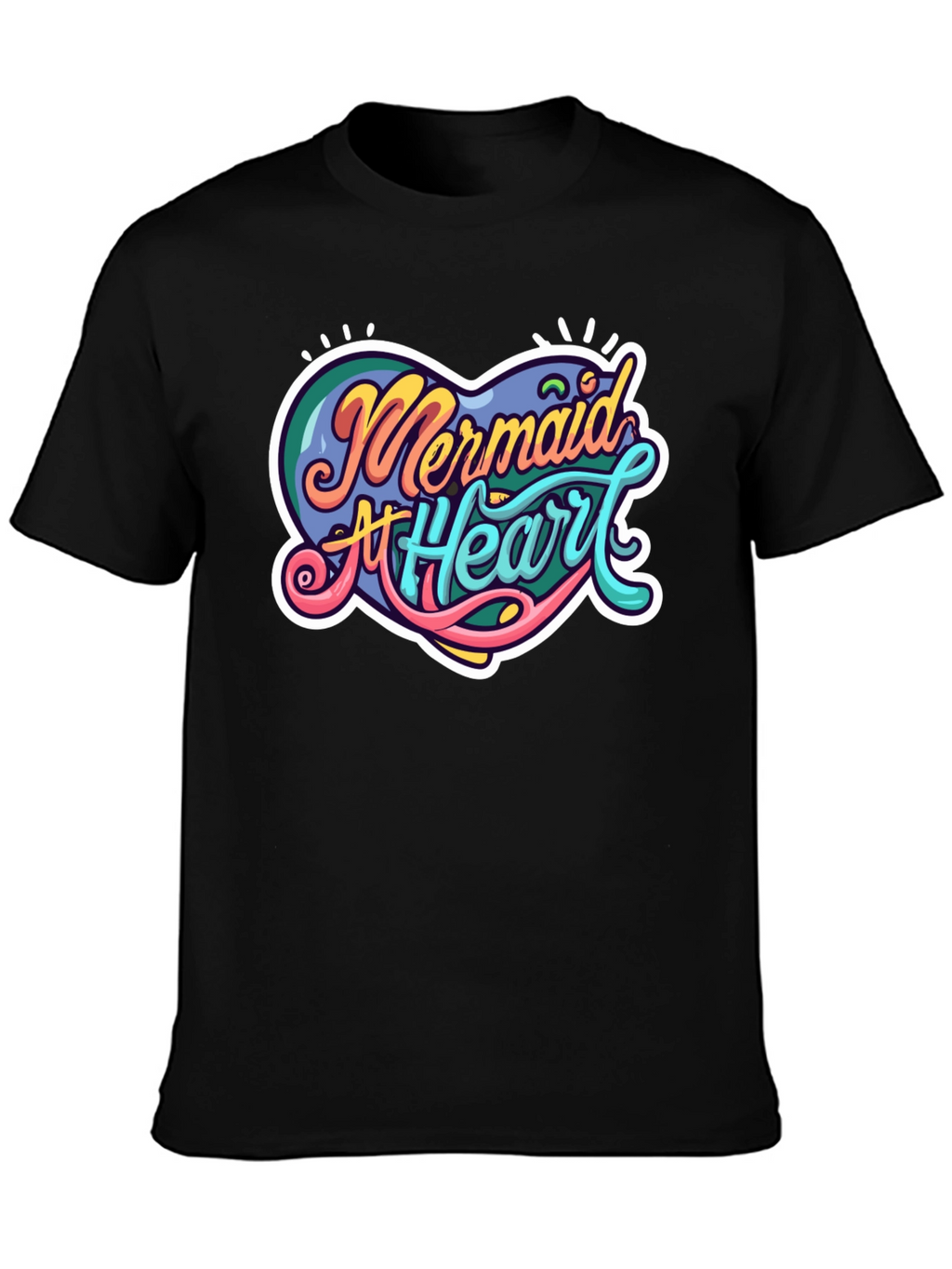 Mermaid At Heart Graphic Black T-Shirt