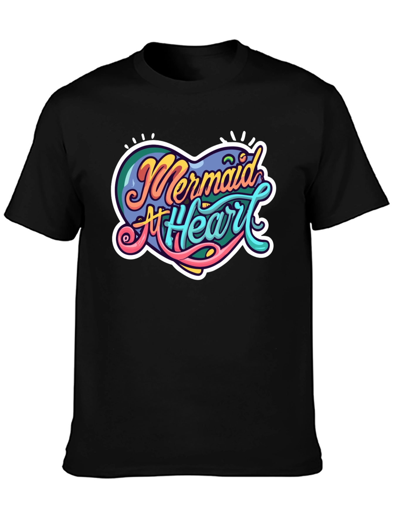 Mermaid At Heart Graphic Black T-Shirt