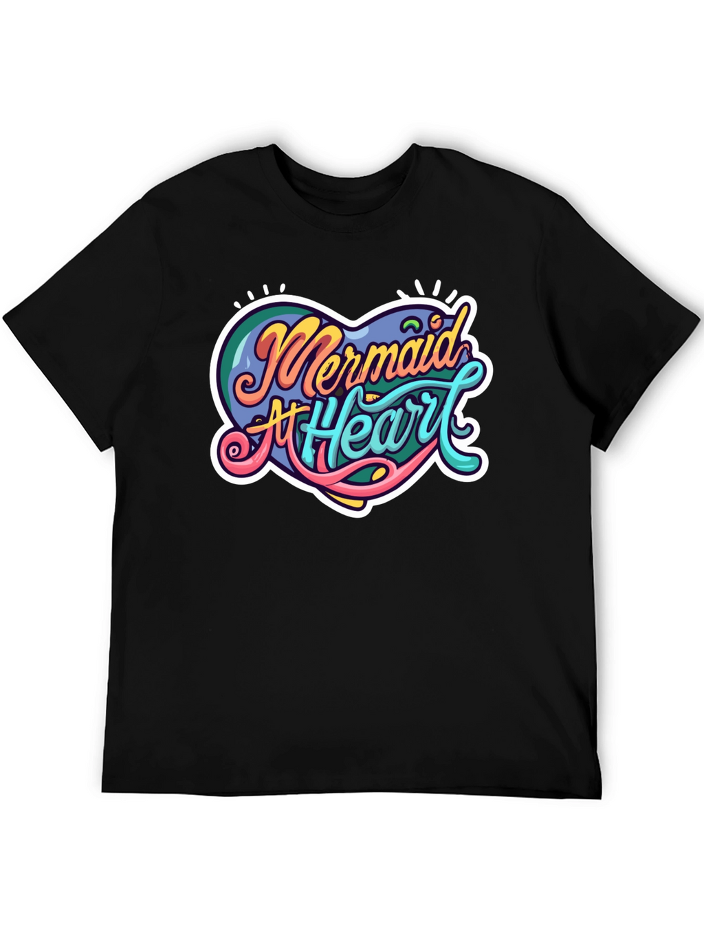 Mermaid At Heart Graphic Black T-Shirt