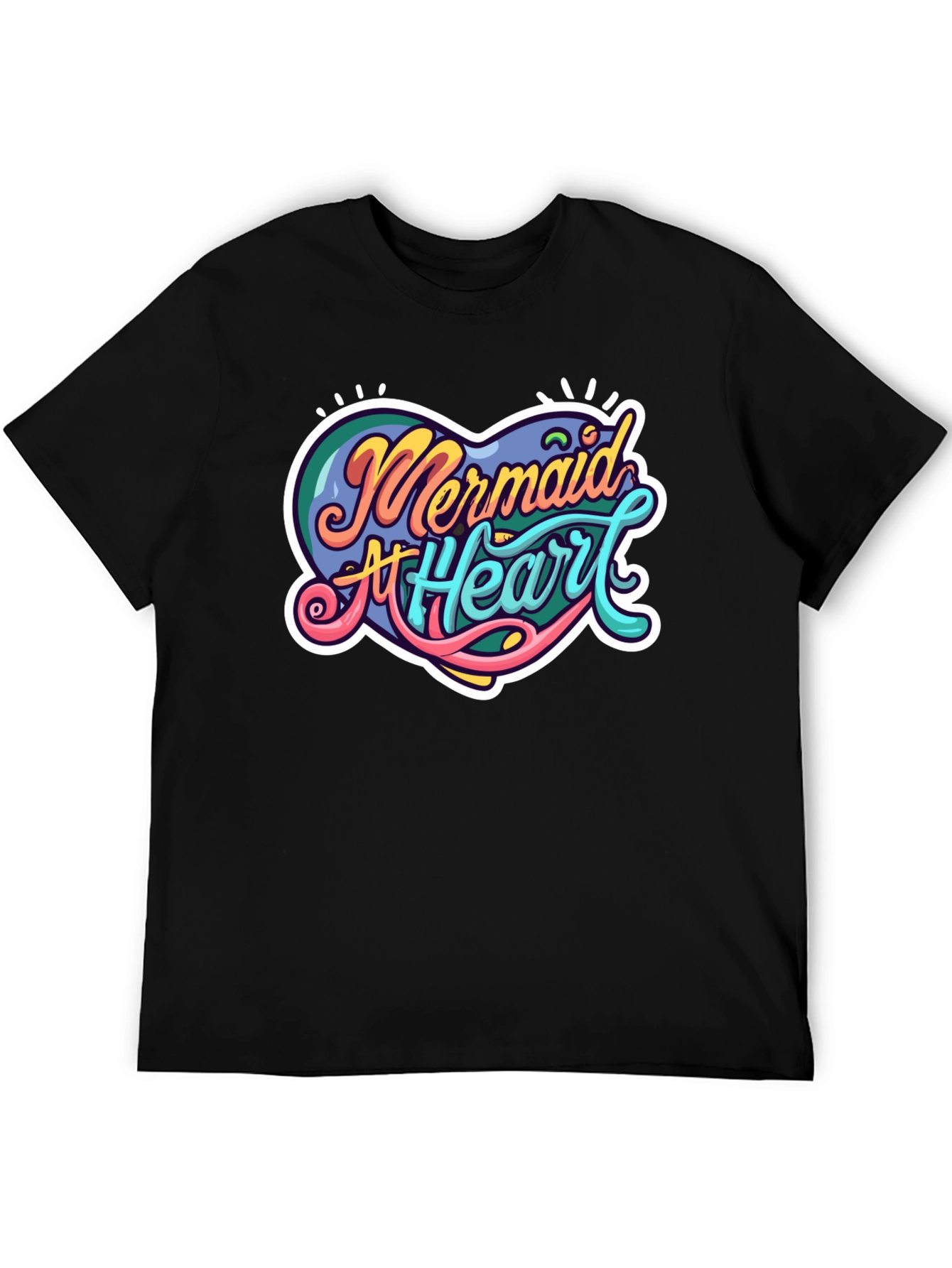 Mermaid At Heart Graphic Black T-Shirt