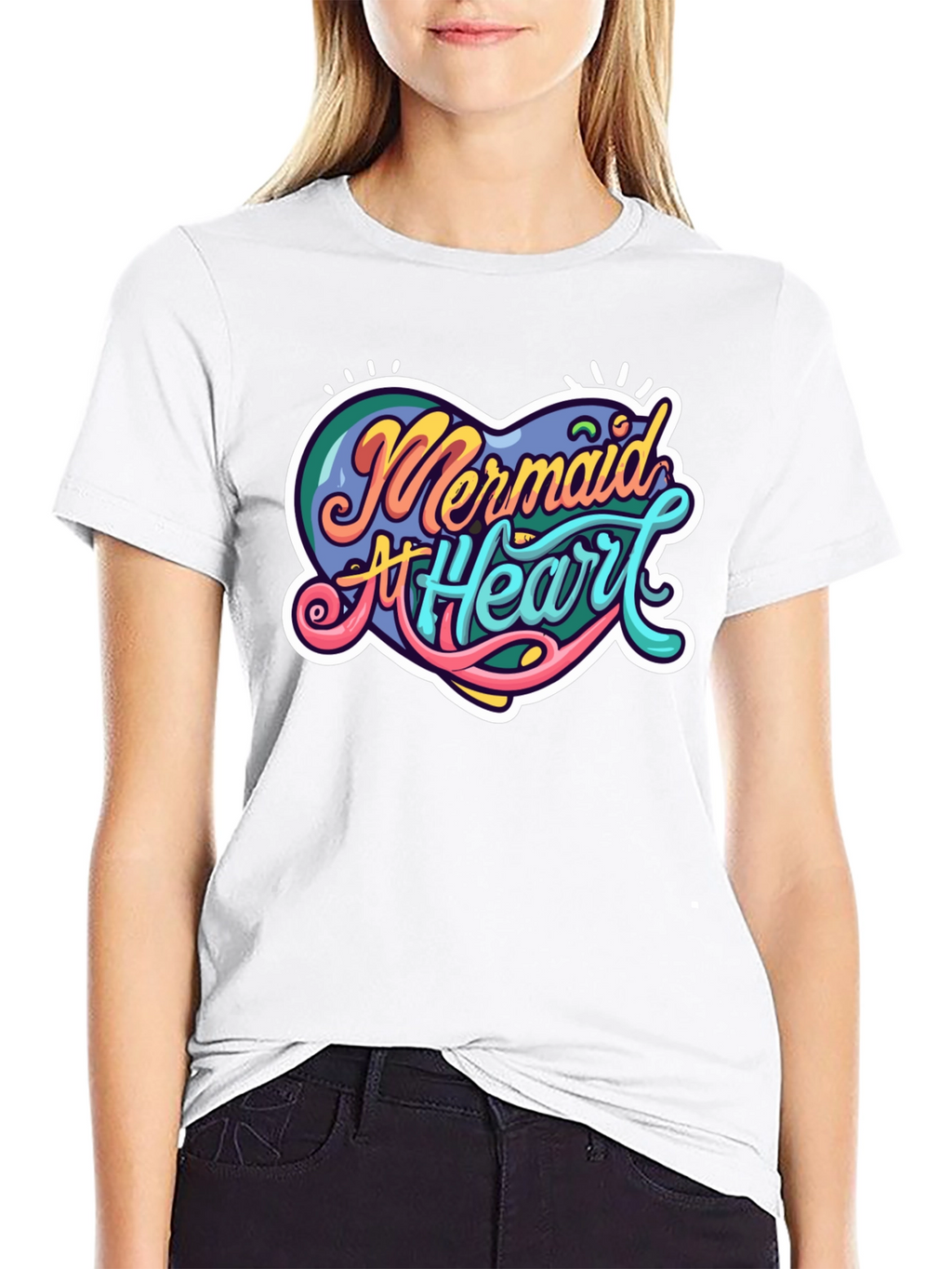 Mermaid At Heart Graphic Black T-Shirt