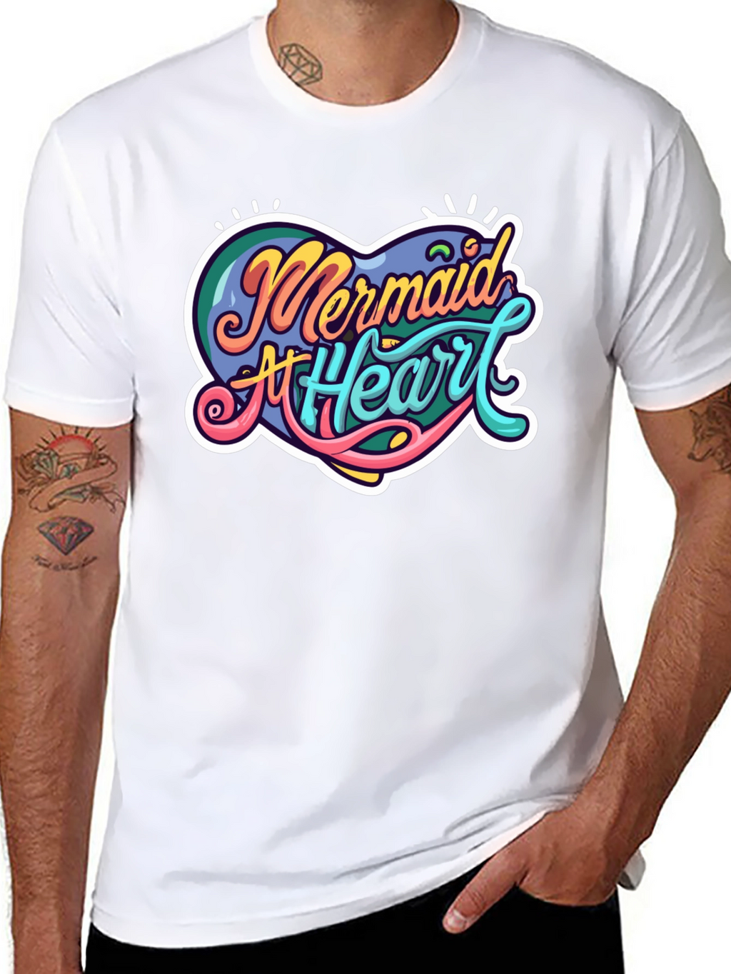 Mermaid At Heart Graphic Black T-Shirt