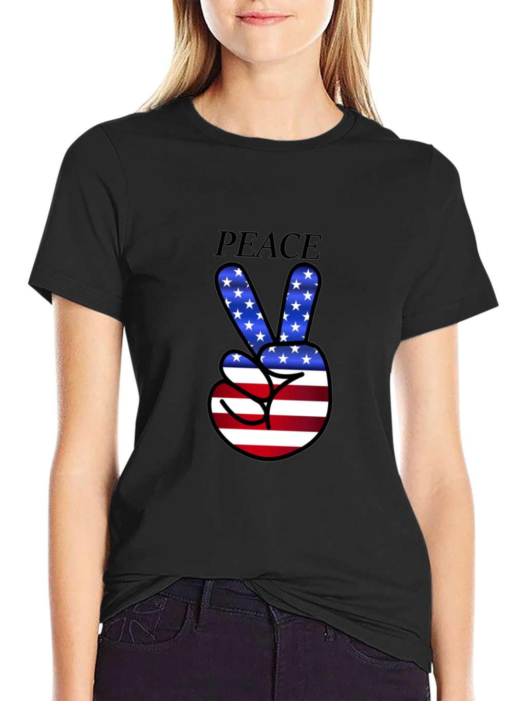 Peace Sign USA Flag Graphic T-Shirt