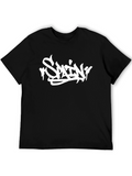 Black T-Shirt with White SPAIN Graffiti Design