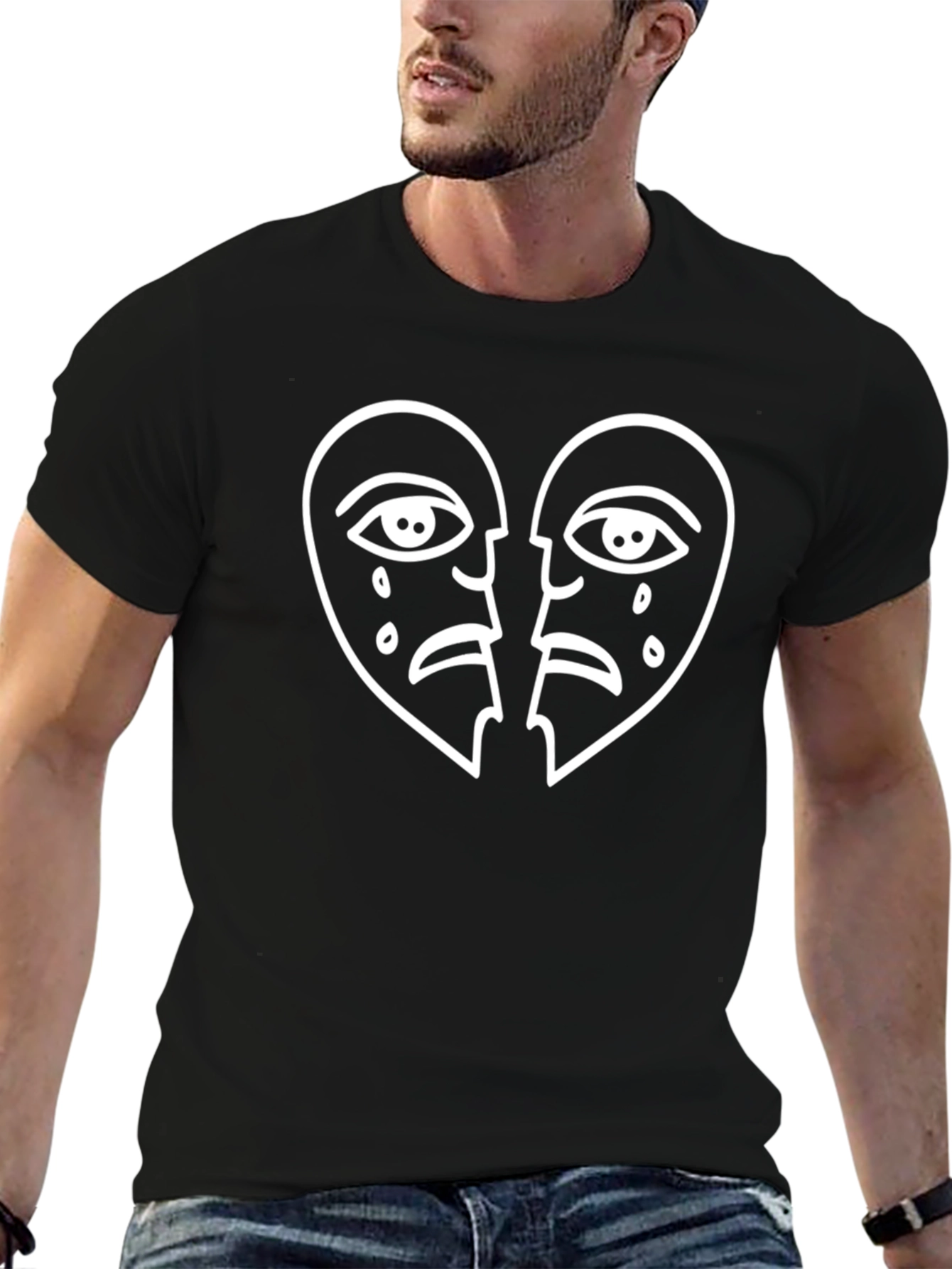 Broken Heart Faces Graphic T-Shirt
