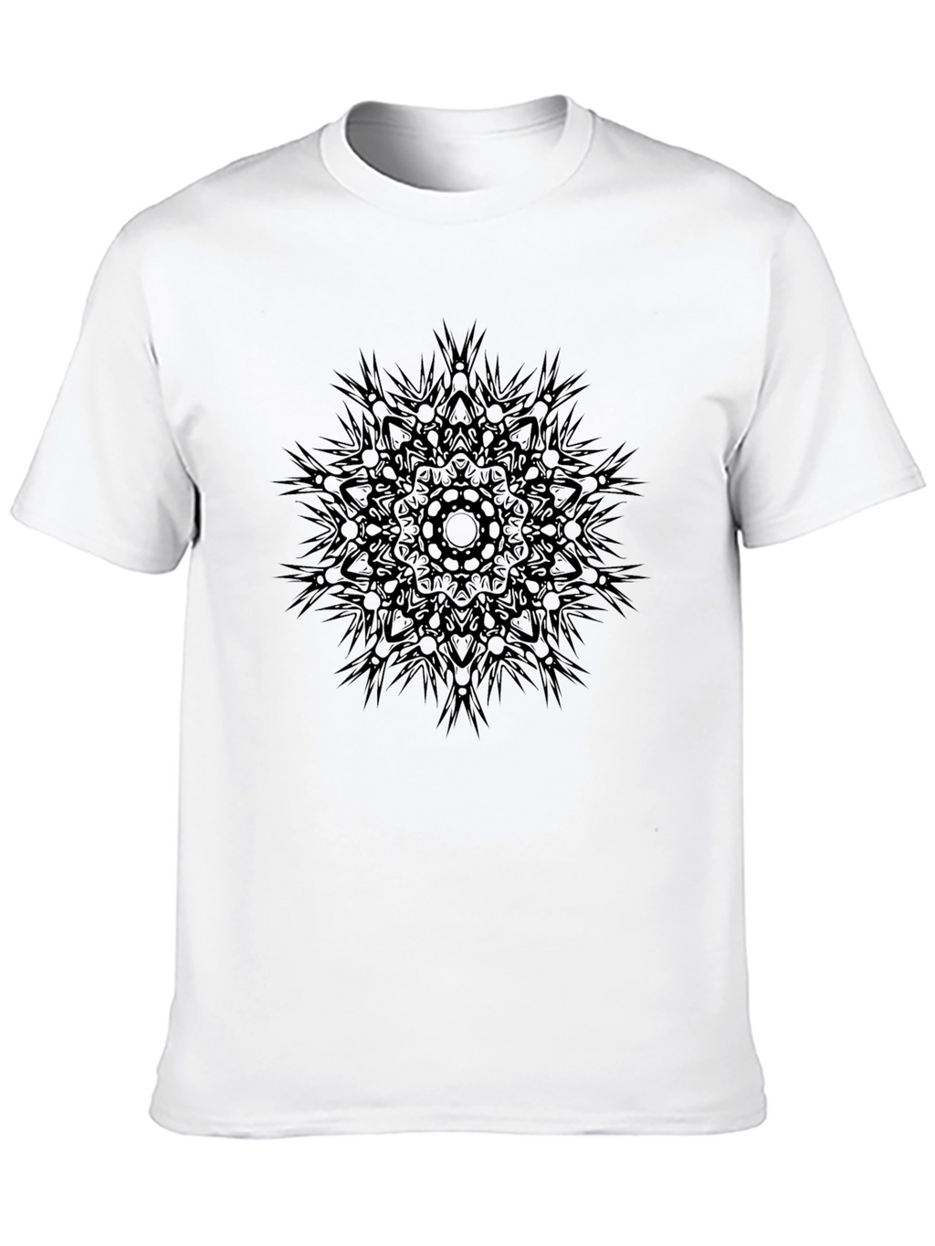 Dark Mandala Print Crew Neck T-Shirt