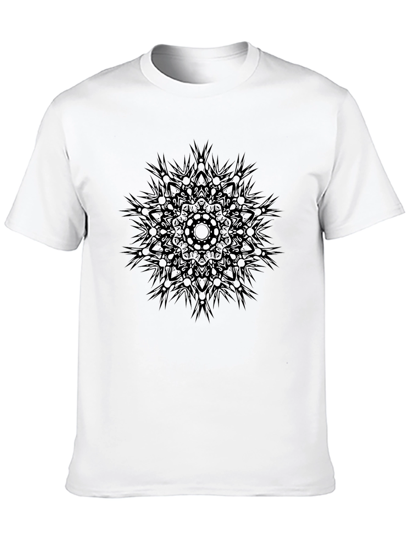 Dark Mandala Print Crew Neck T-Shirt