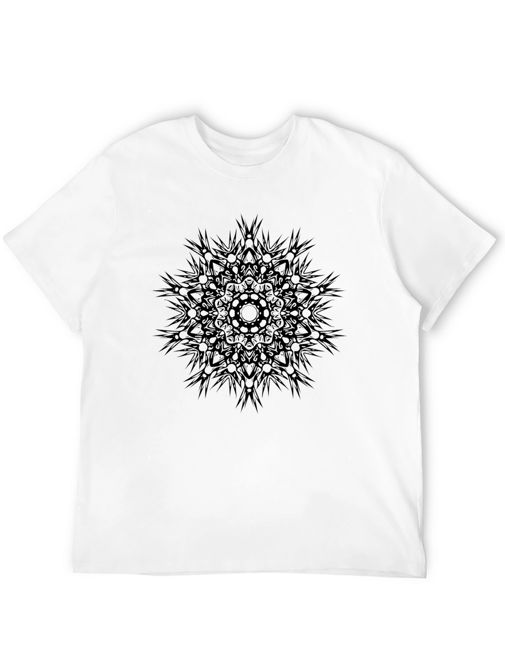 Dark Mandala Print Crew Neck T-Shirt