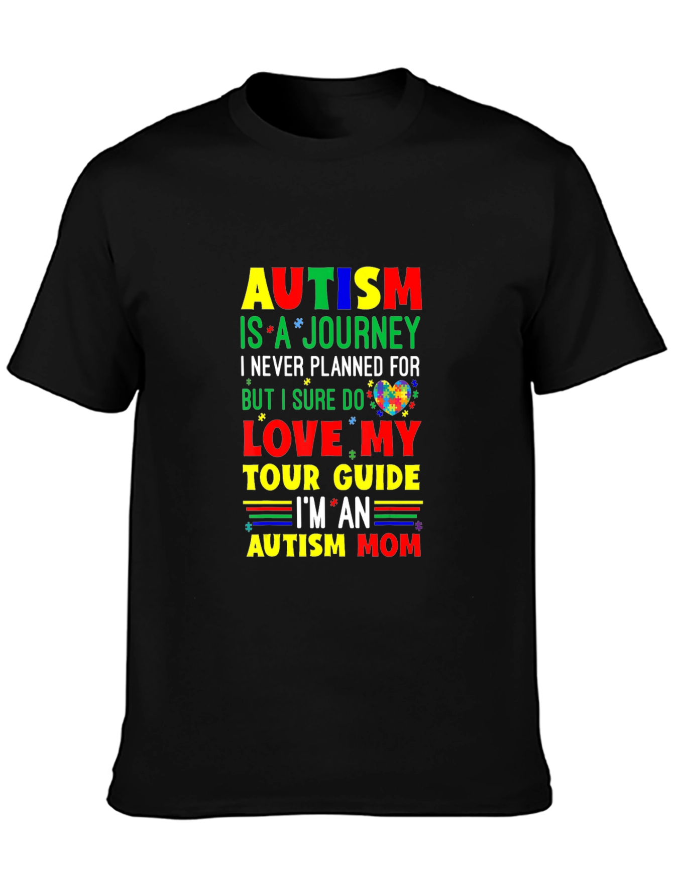 Autism Mom T-Shirt - Journey Puzzle Heart Support Tee