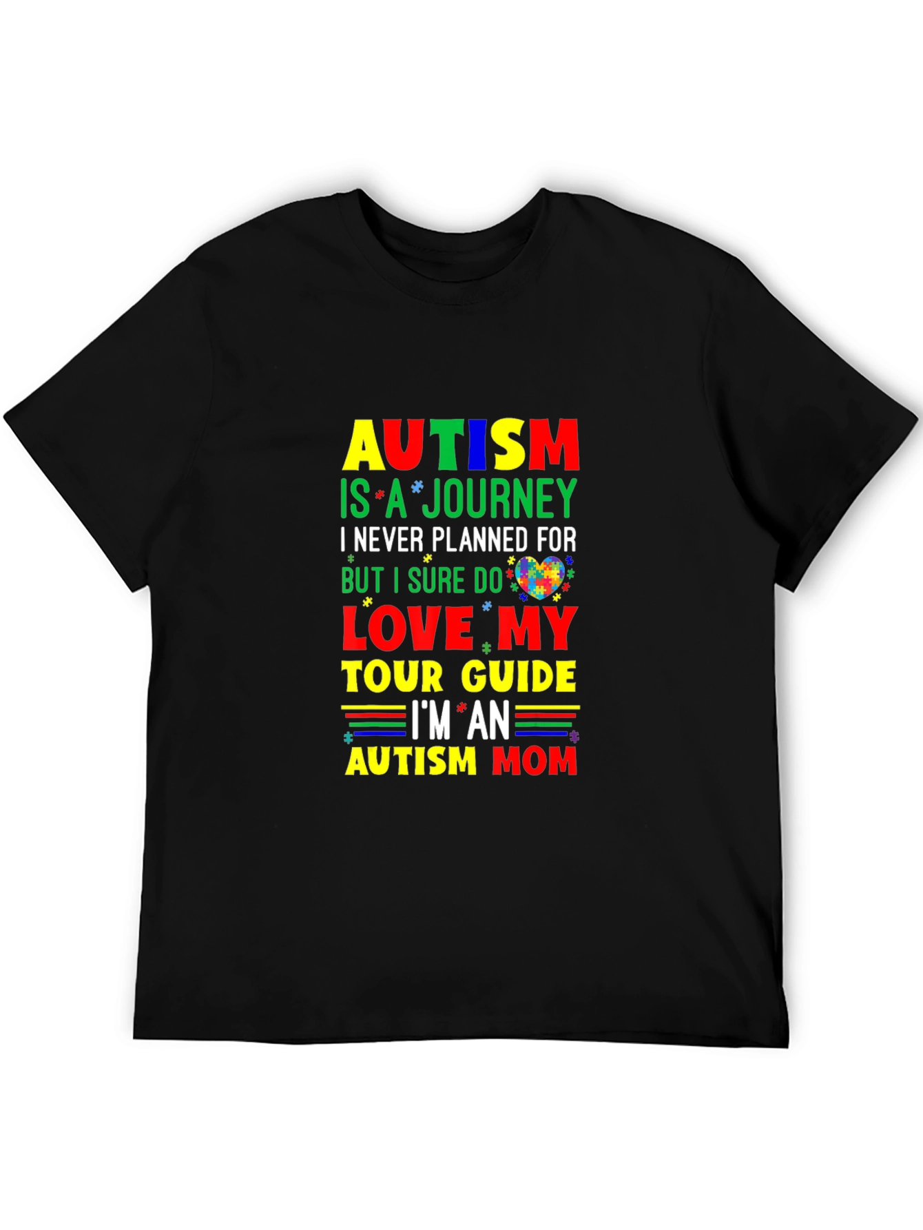 Autism Mom T-Shirt - Journey Puzzle Heart Support Tee