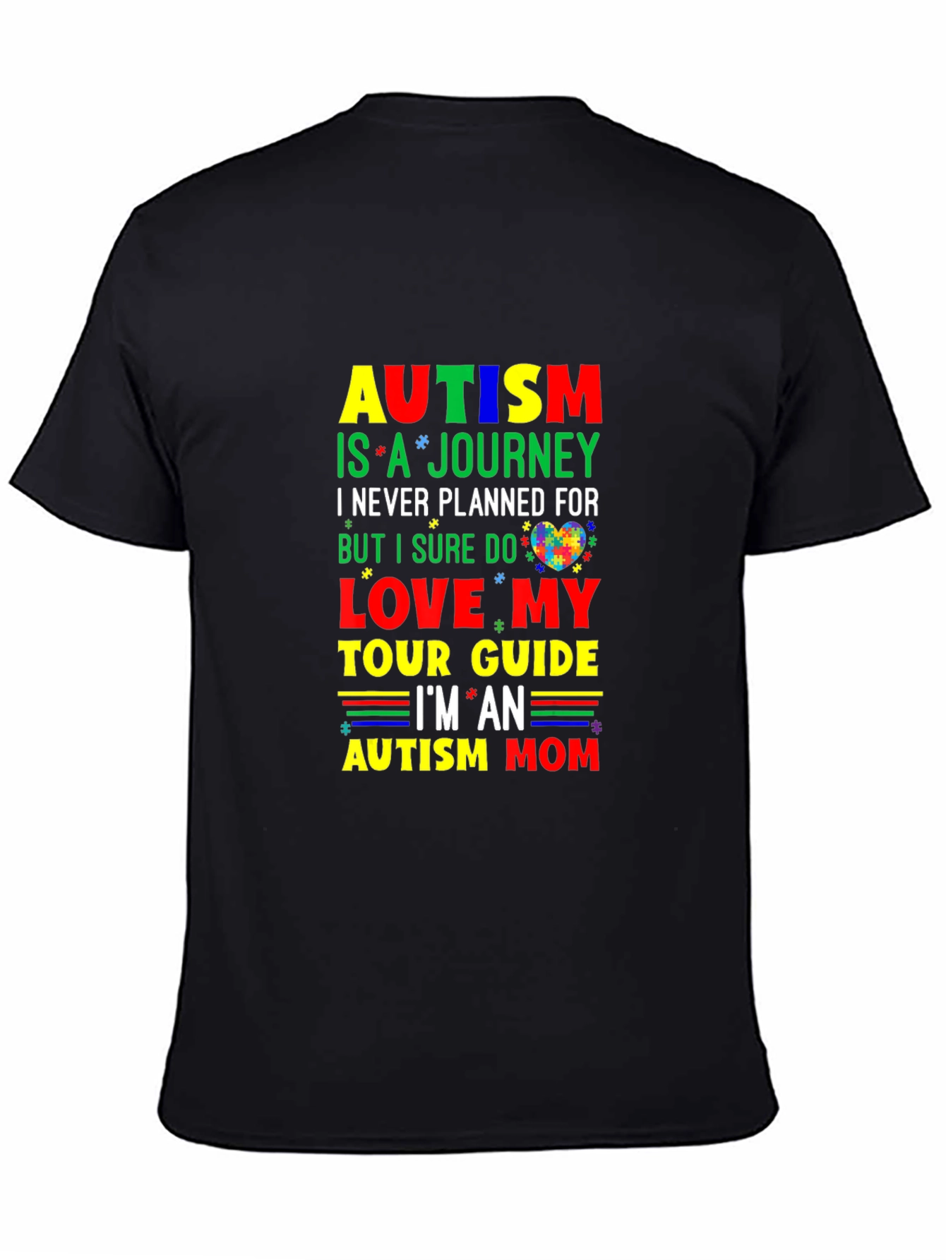 Autism Mom T-Shirt - Journey Puzzle Heart Support Tee