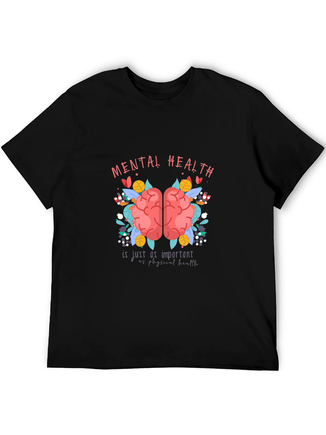 Mental Health Awareness T-Shirt - Brain & Floral Design