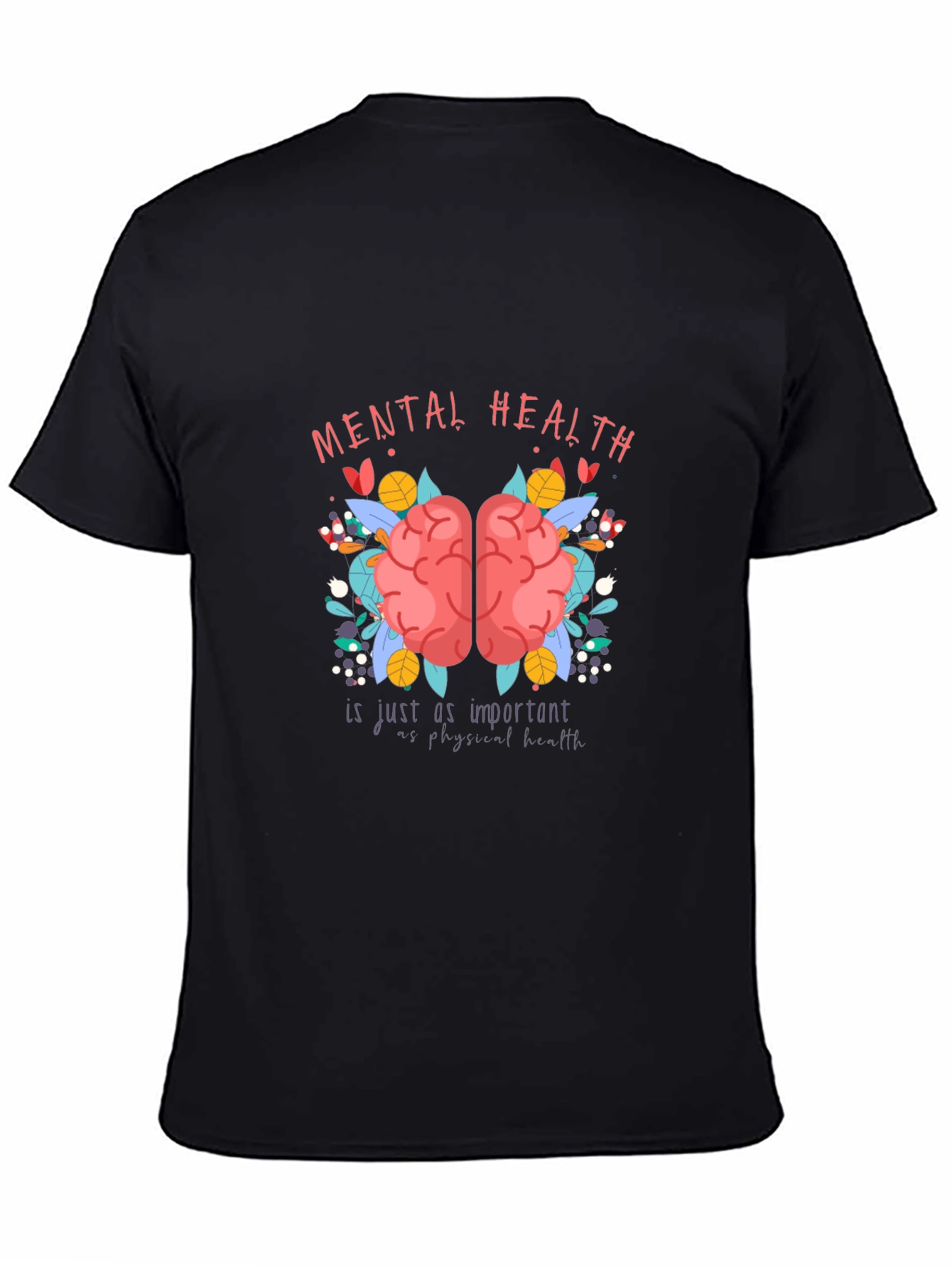 Mental Health Awareness T-Shirt - Brain & Floral Design