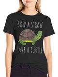Skip A Straw Save A Turtle Graphic T-Shirt