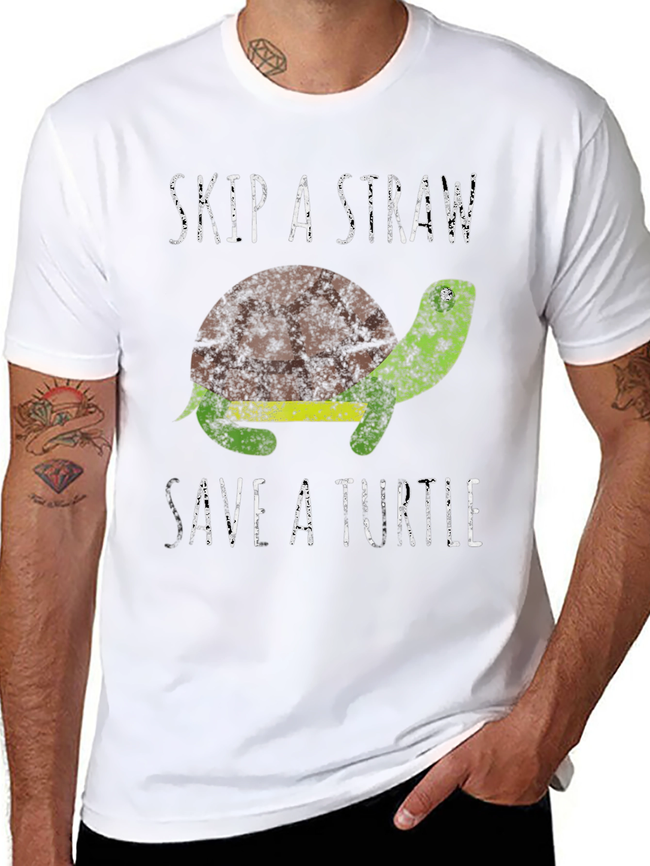 Skip A Straw Save A Turtle Graphic T-Shirt