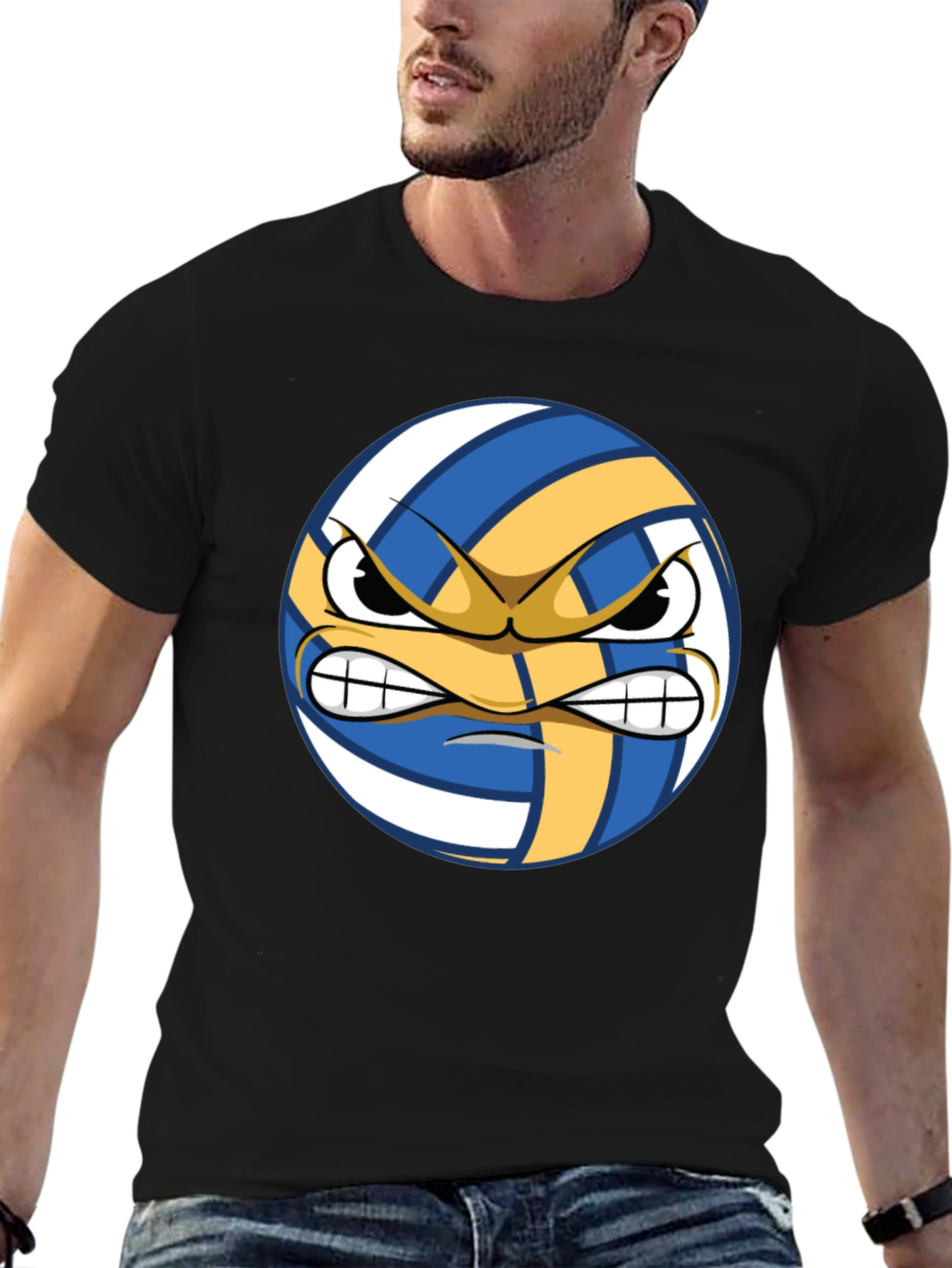 Angry Volleyball Graphic Tee - Mens Black T-Shirt