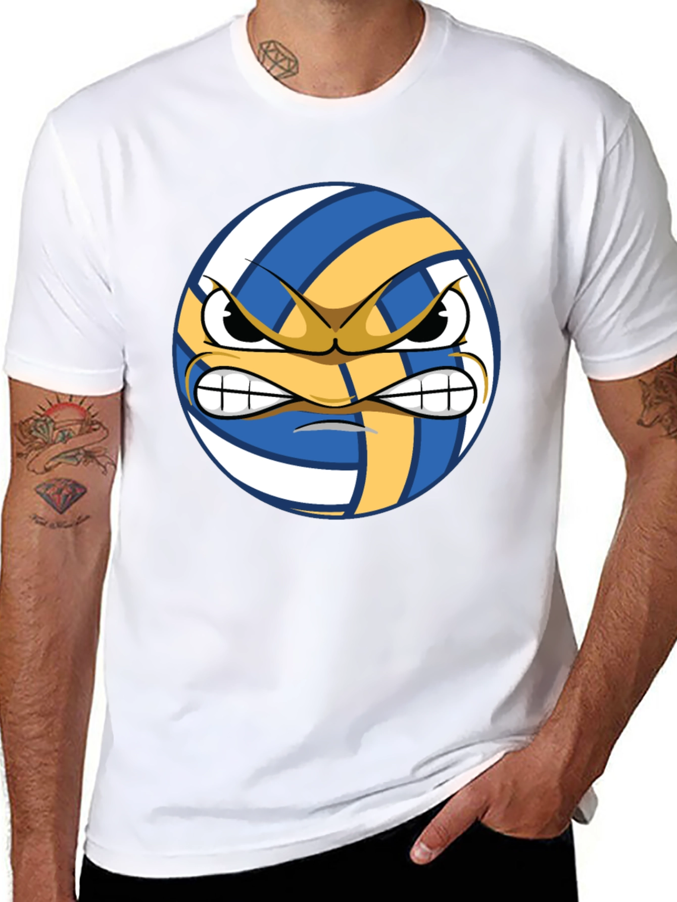 Angry Volleyball Graphic Tee - Mens Black T-Shirt