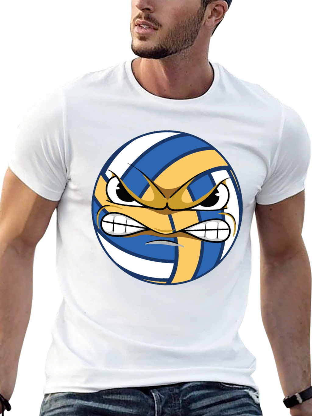 Angry Volleyball Graphic Tee - Mens Black T-Shirt