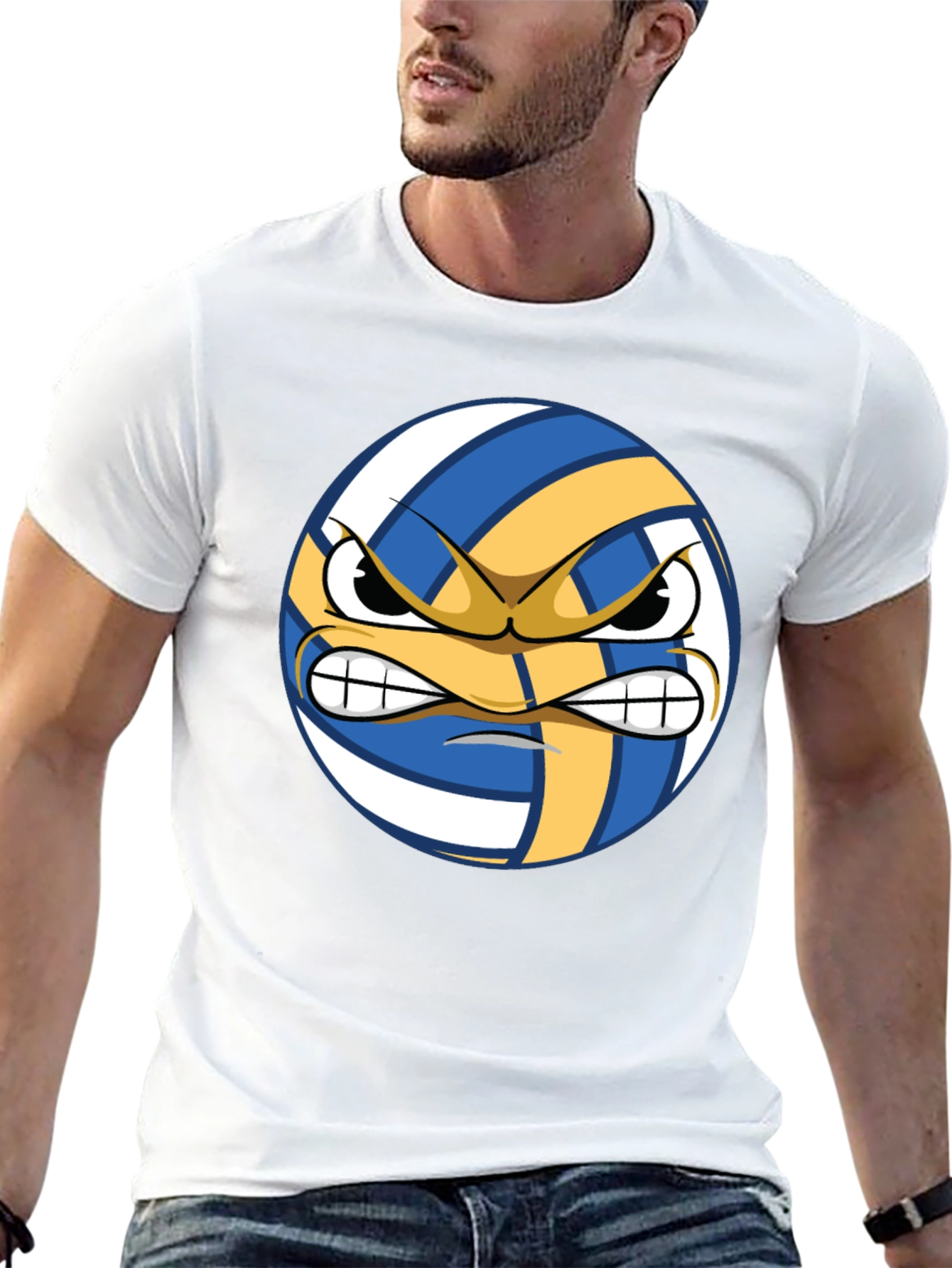 Angry Volleyball Graphic Tee - Mens Black T-Shirt