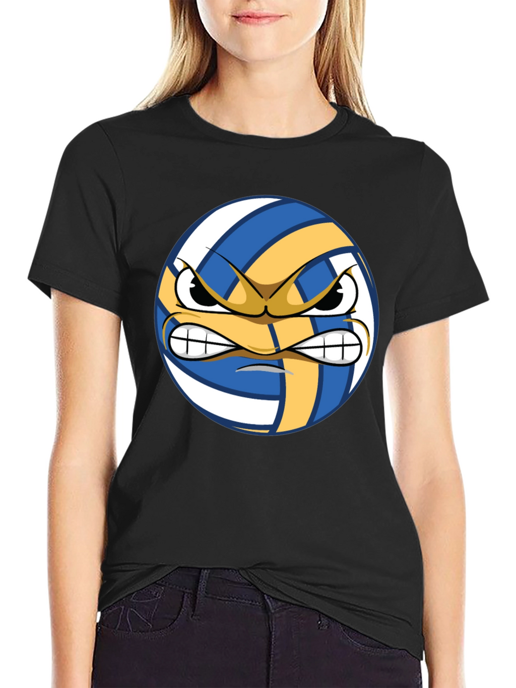 Angry Volleyball Graphic Tee - Mens Black T-Shirt