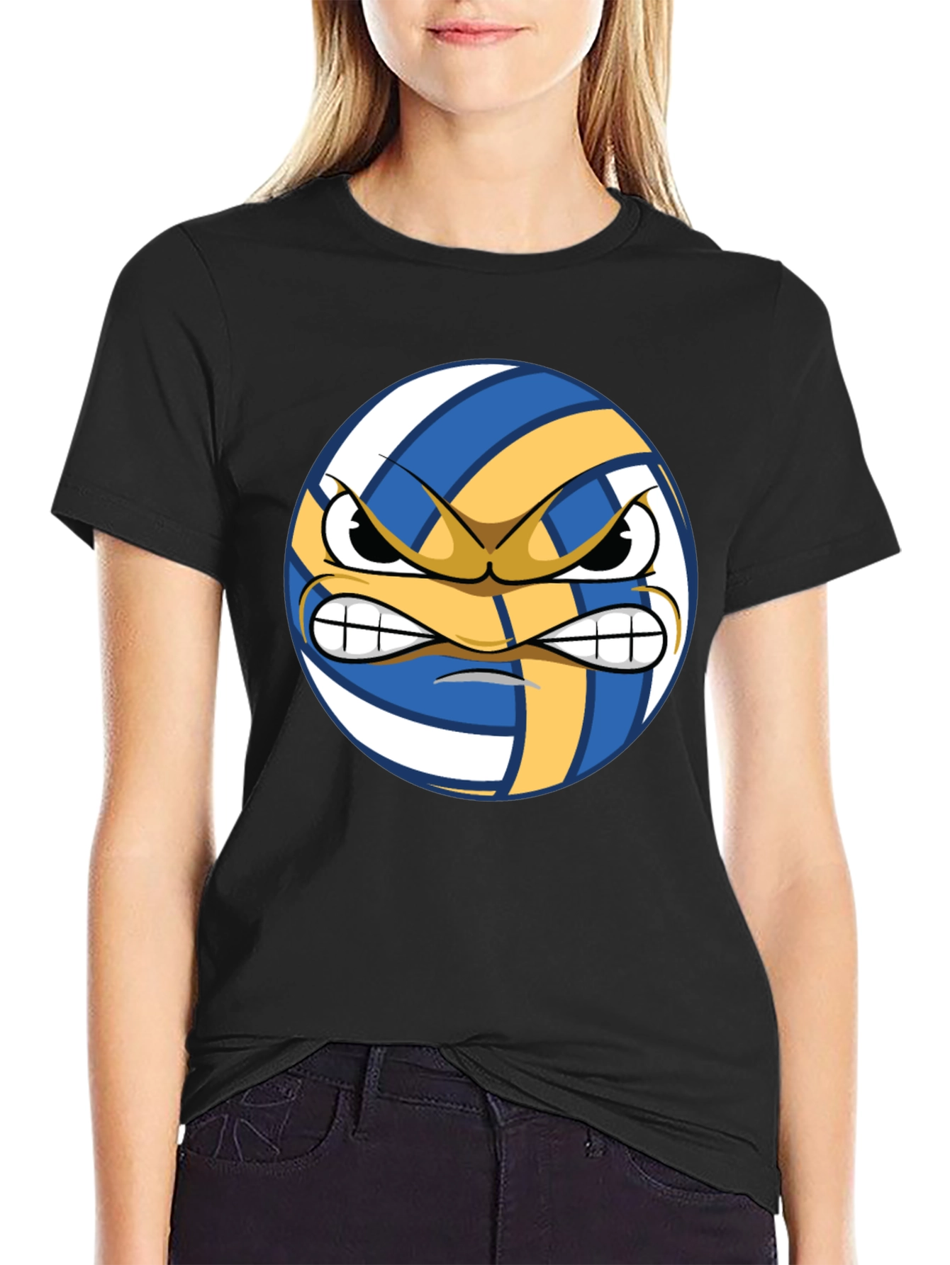 Angry Volleyball Graphic Tee - Mens Black T-Shirt