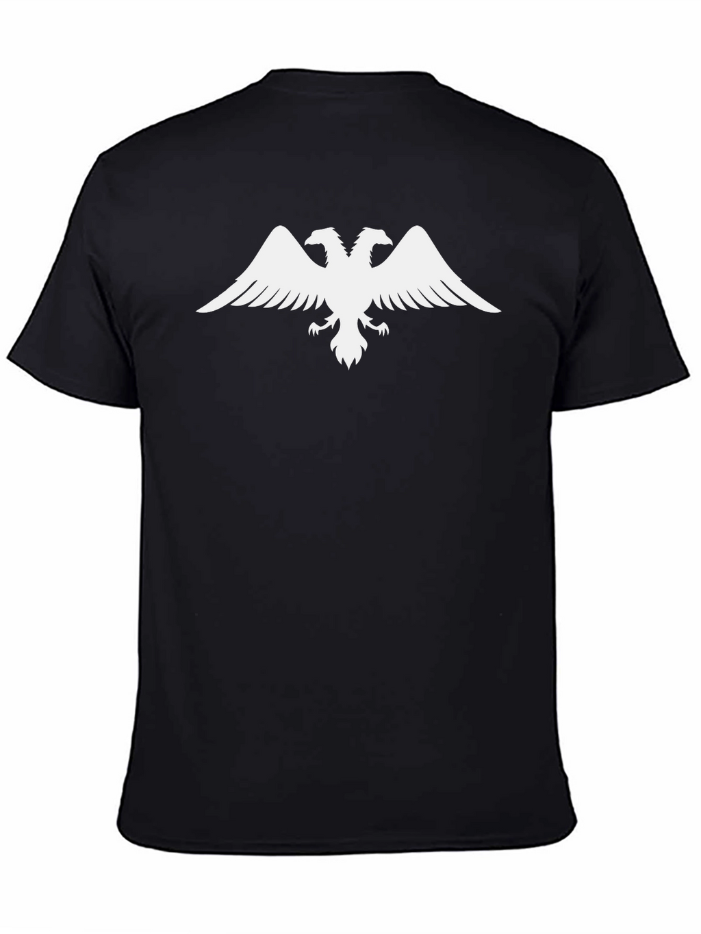 Black Tee with White Double-Headed Eagle Design