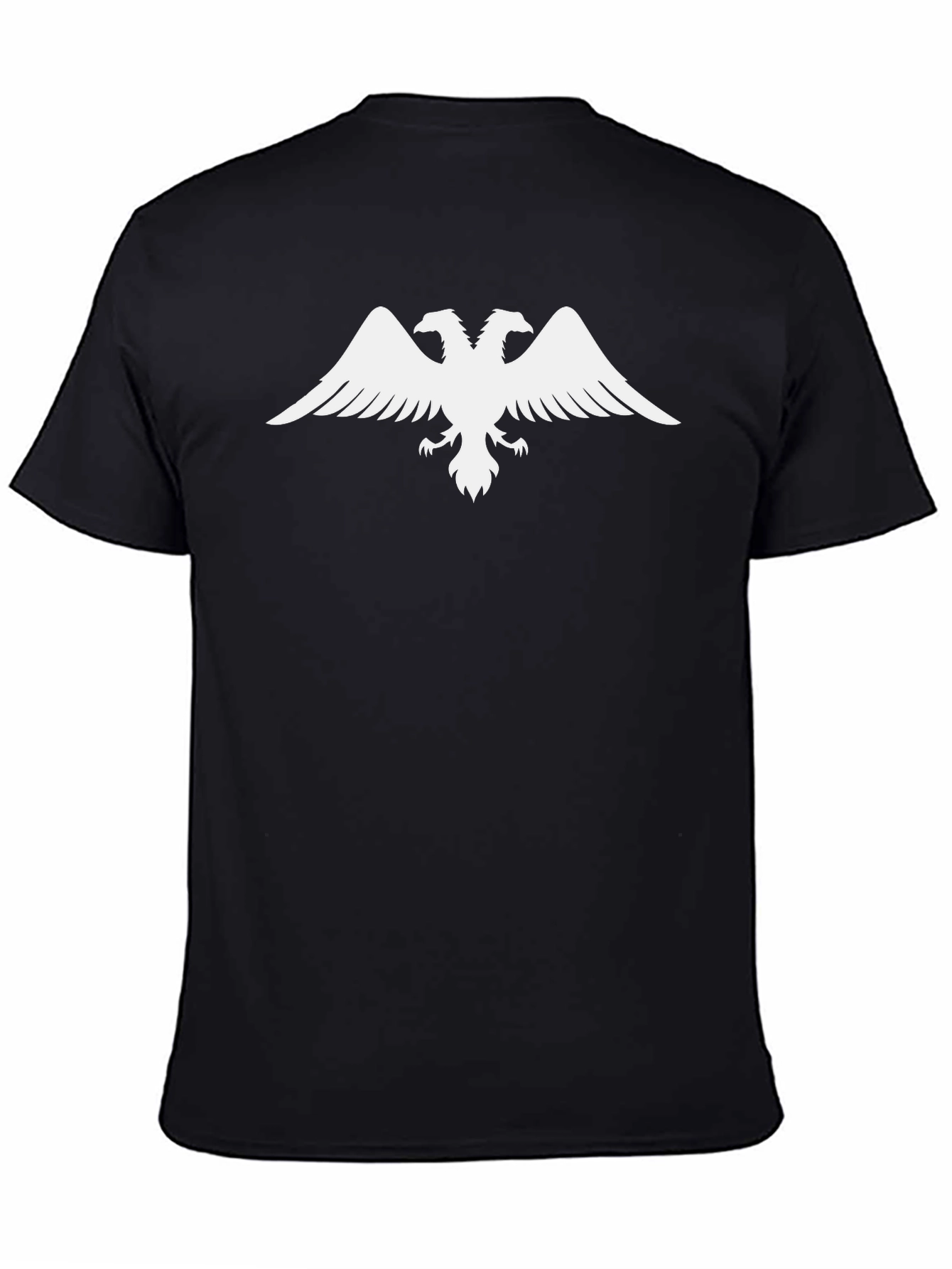 Black Tee with White Double-Headed Eagle Design