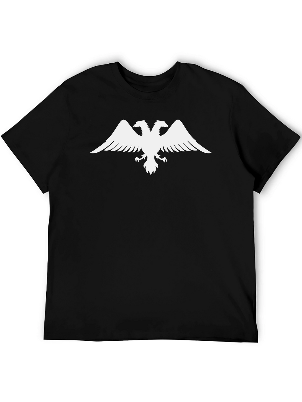 Black Tee with White Double-Headed Eagle Design