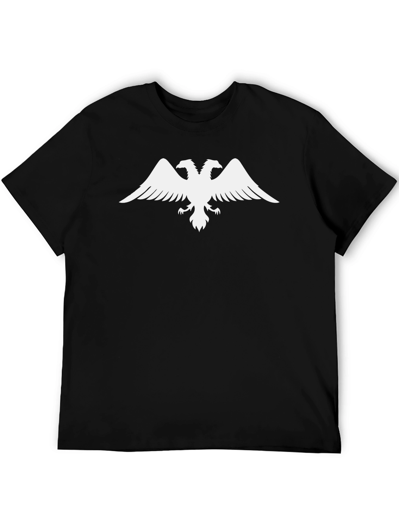 Black Tee with White Double-Headed Eagle Design