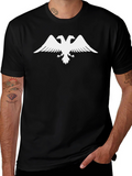 Black Tee with White Double-Headed Eagle Design