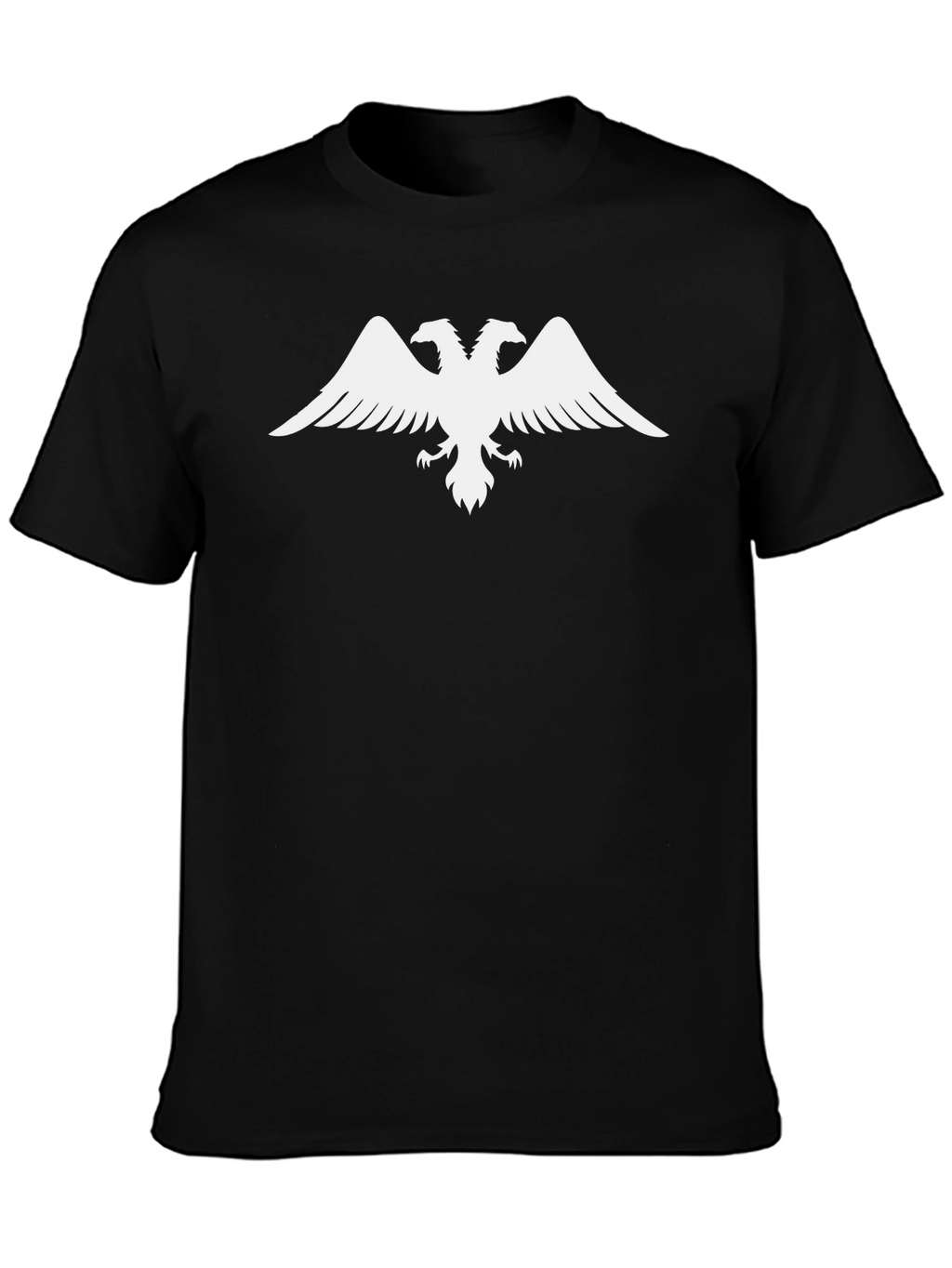 Black Tee with White Double-Headed Eagle Design