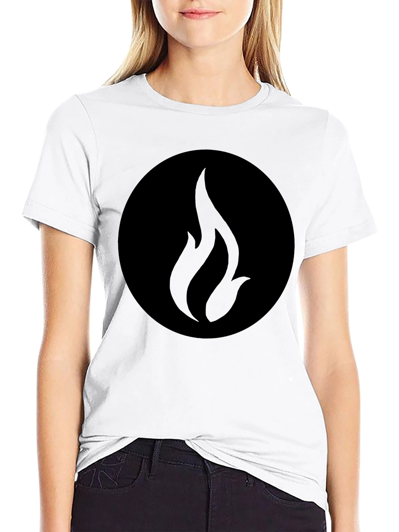Black Graphic Tee - Abstract Flame Design