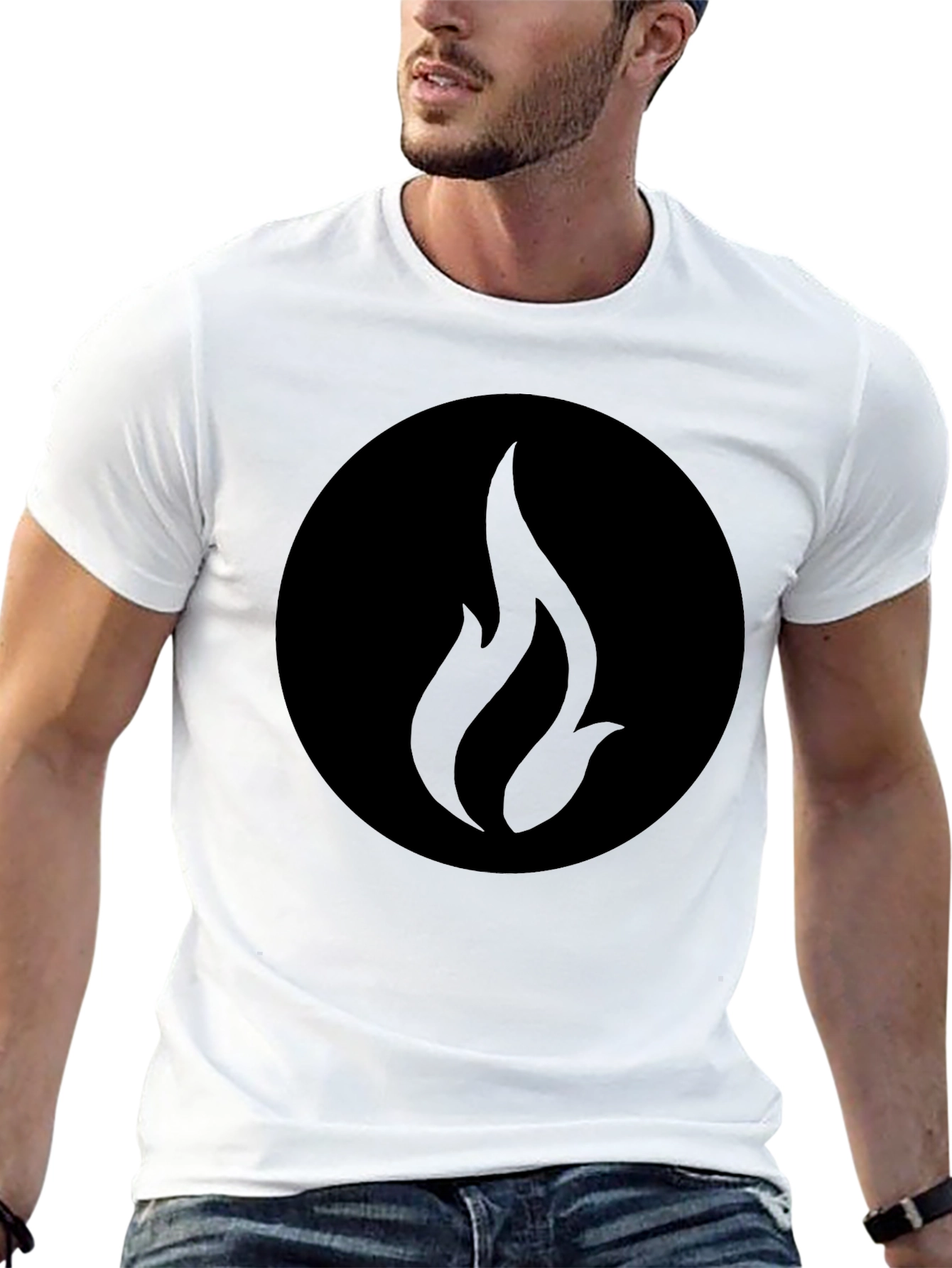 Black Graphic Tee - Abstract Flame Design