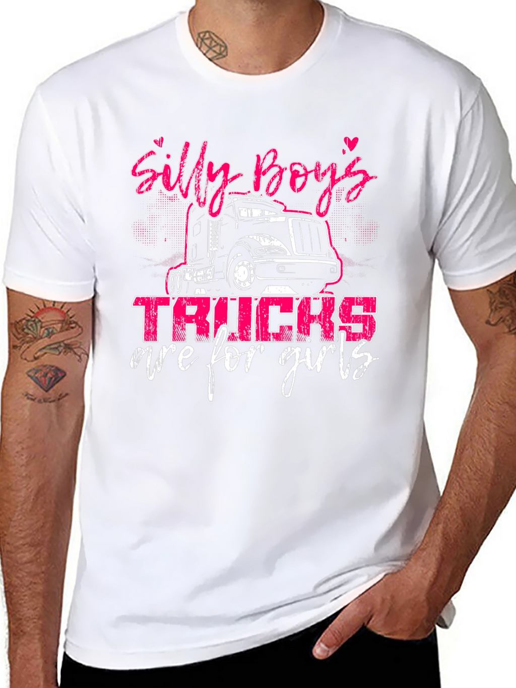 Silly Boys Trucks Are For Girls Black Tee
