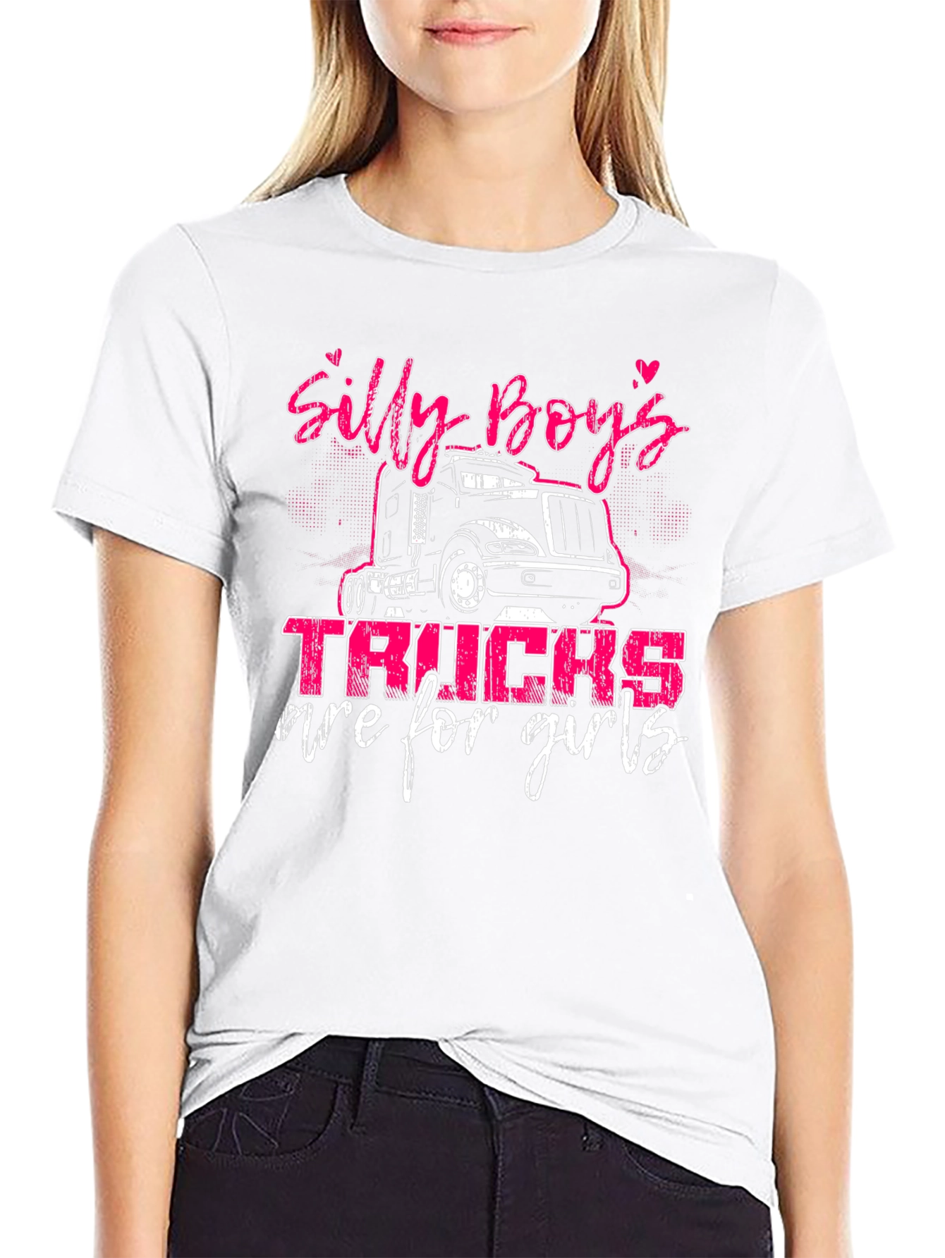 Silly Boys Trucks Are For Girls Black Tee