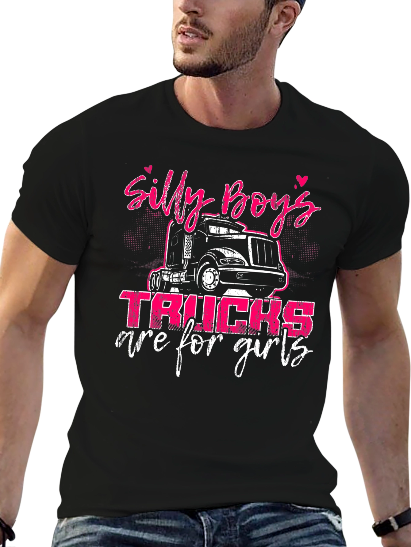 Silly Boys Trucks Are For Girls Black Tee