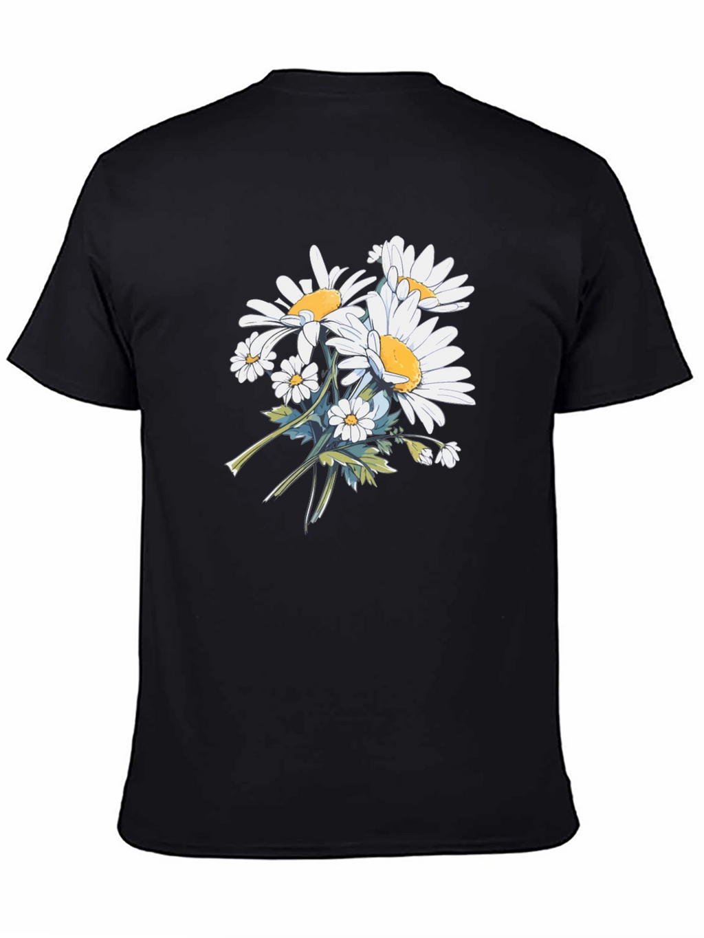 Floral Print Black T-Shirt - Casual Wear
