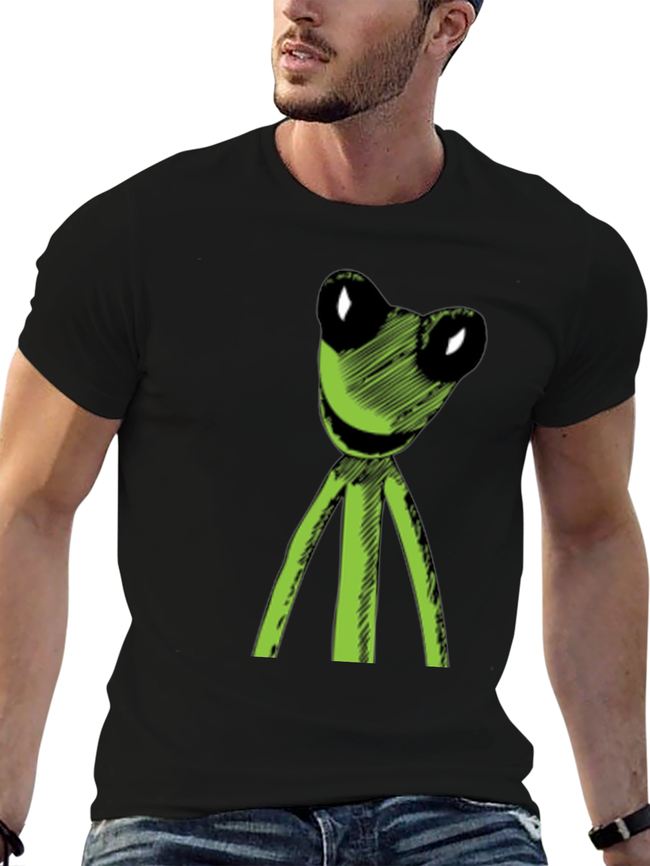 Kermit Sketch Tee - Black Relaxed Fit