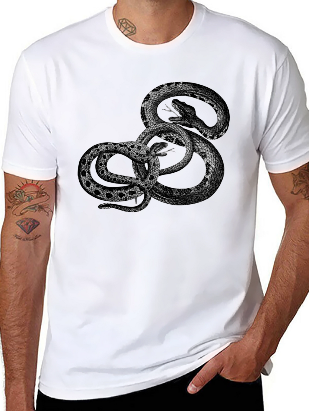 Black Snake Graphic Tee - Edgy Reptile Design