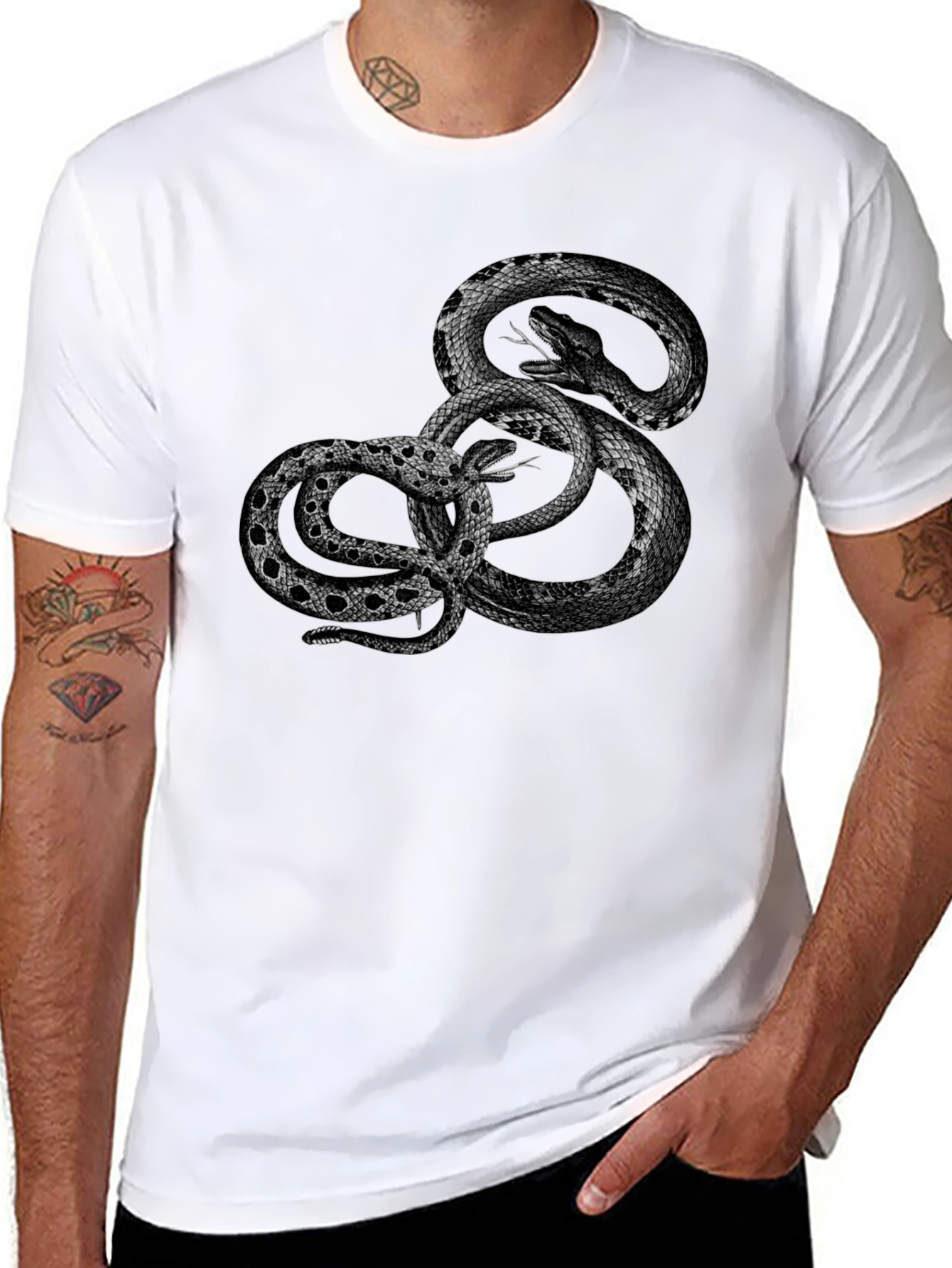 Black Snake Graphic Tee - Edgy Reptile Design