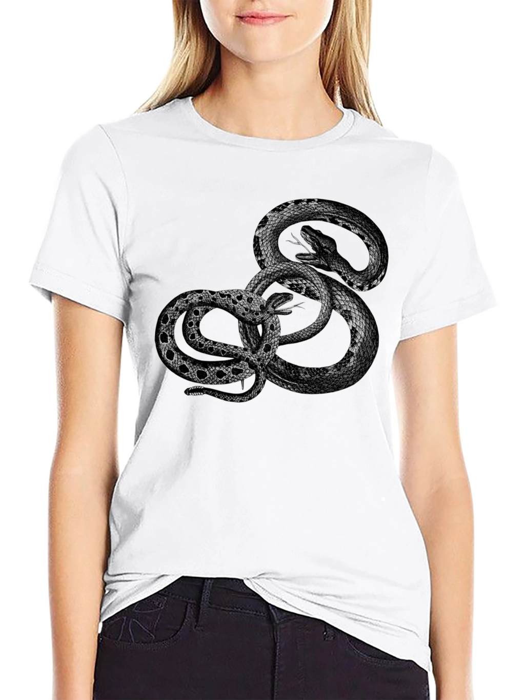 Black Snake Graphic Tee - Edgy Reptile Design