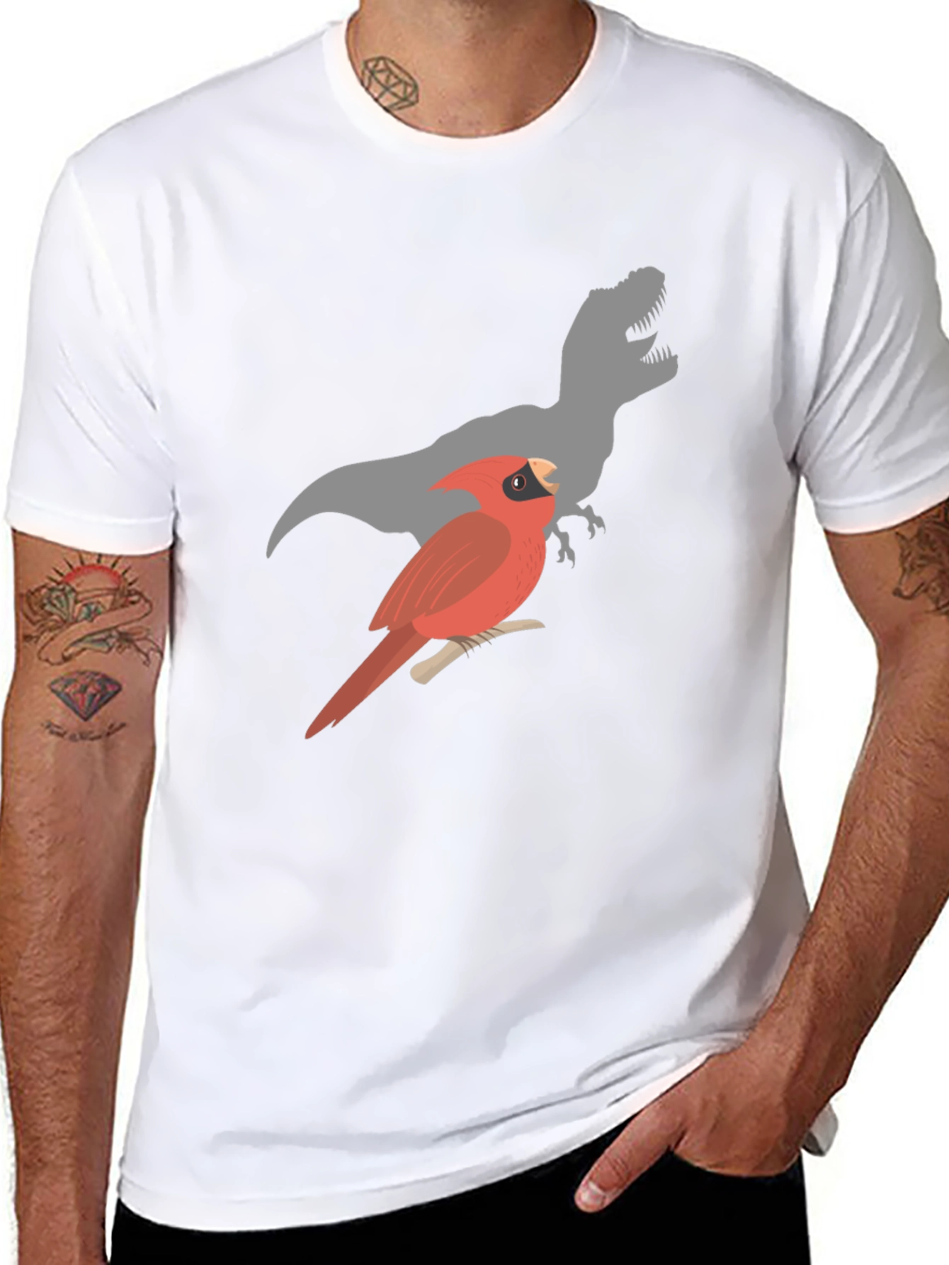 Cardinal & T-Rex Mens Black Graphic Tee