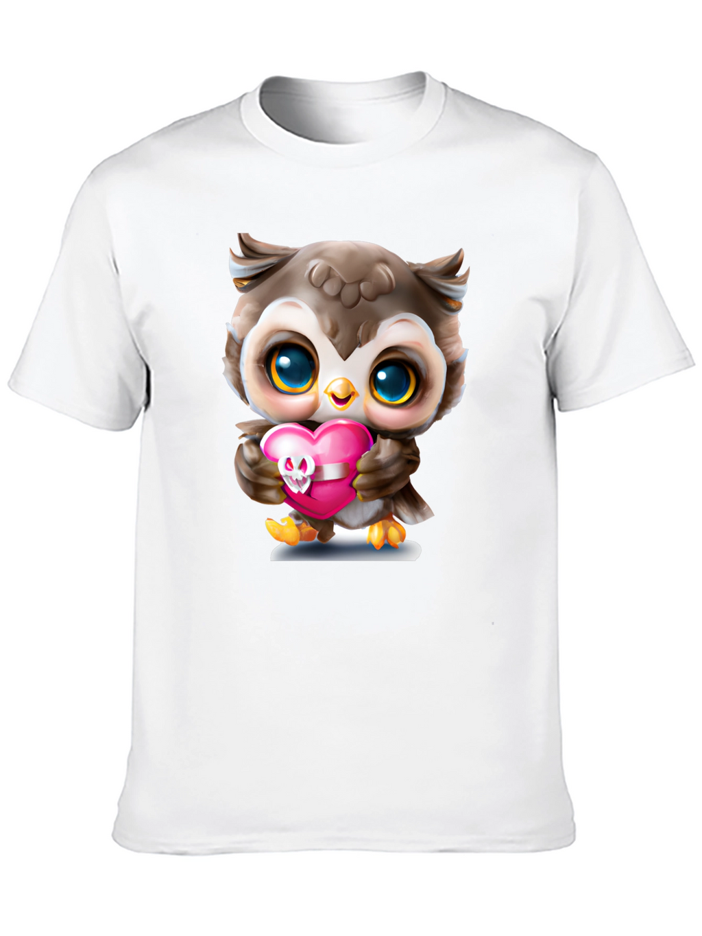 Cute Owl Holding Skull Heart T-Shirt