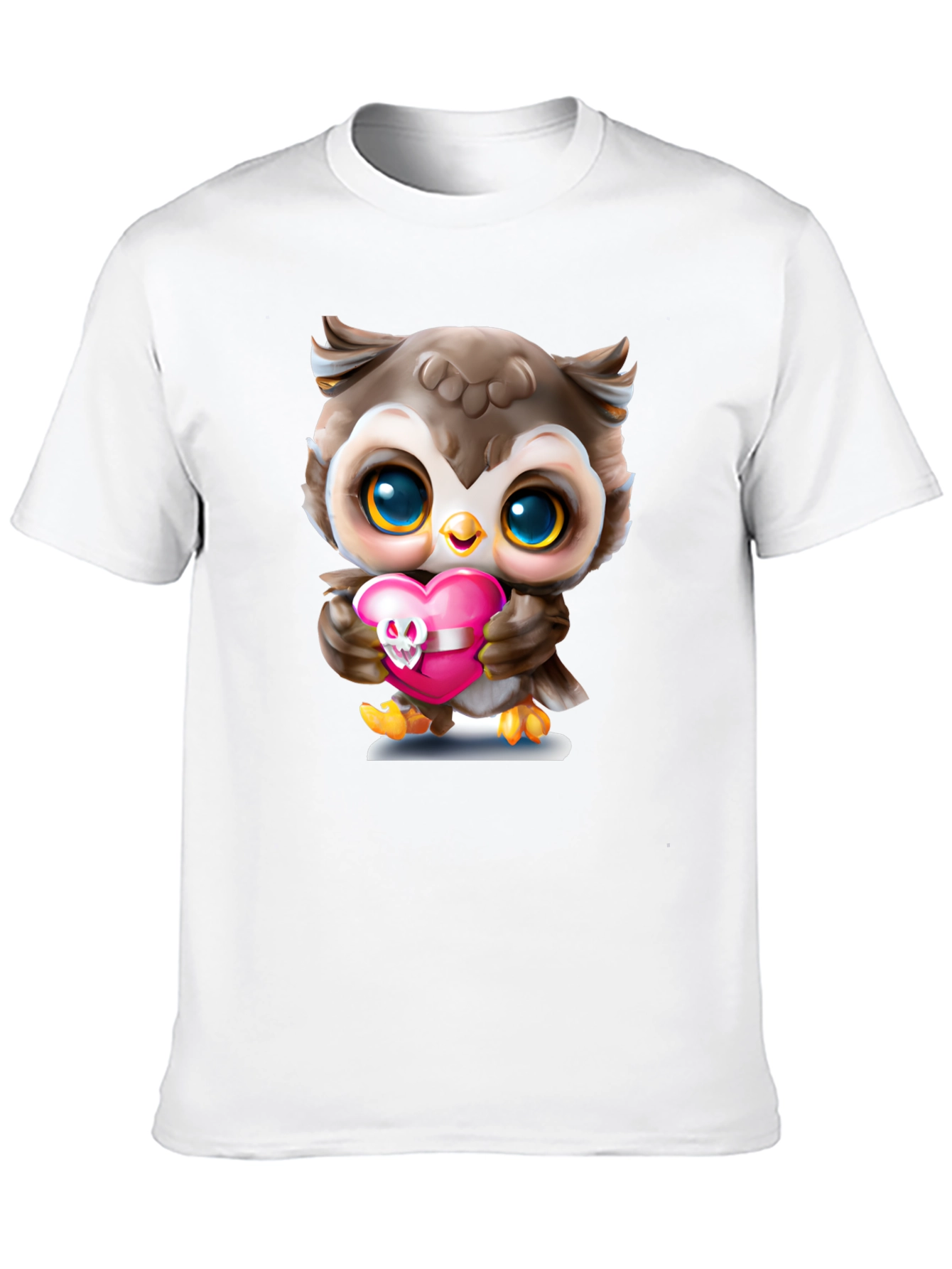 Cute Owl Holding Skull Heart T-Shirt